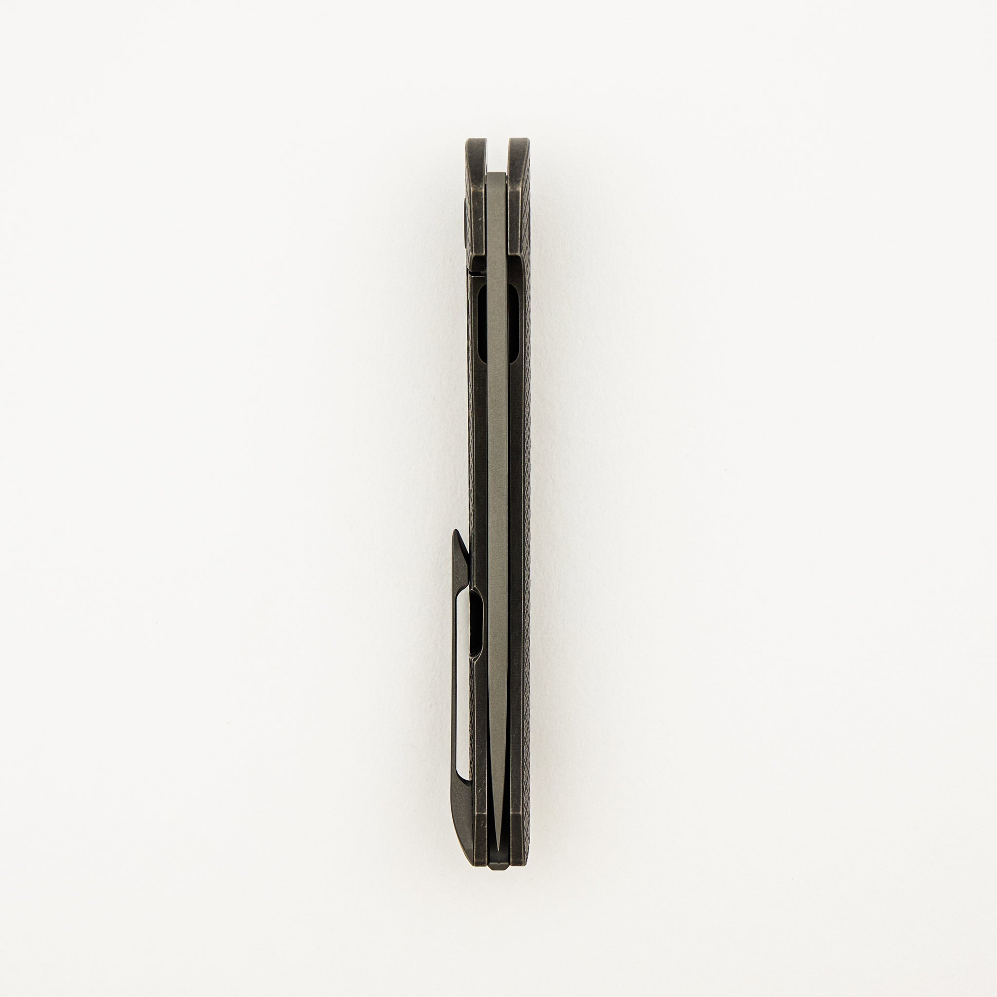 Model T Gen. 2 - Titanium Handle W/ Salmiakki Milling - RWL-34 Blade - Blasted Accents