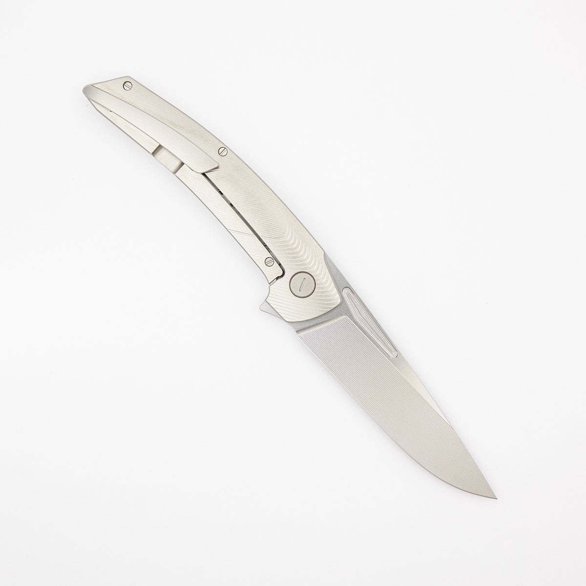 Model T Gen. 2 - Titanium Handle W/ Bolster Milling - RWL-34 Blade - Silver Accents