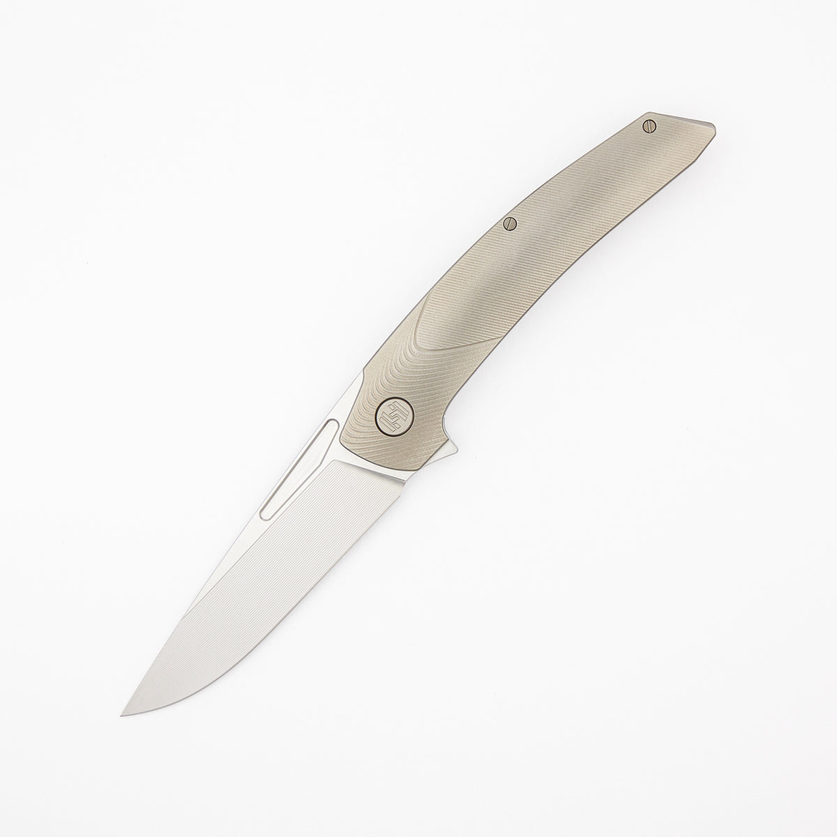 Model T Gen. 2 - Titanium Handle W/ Bolster Milling - RWL-34 Blade - Silver Accents