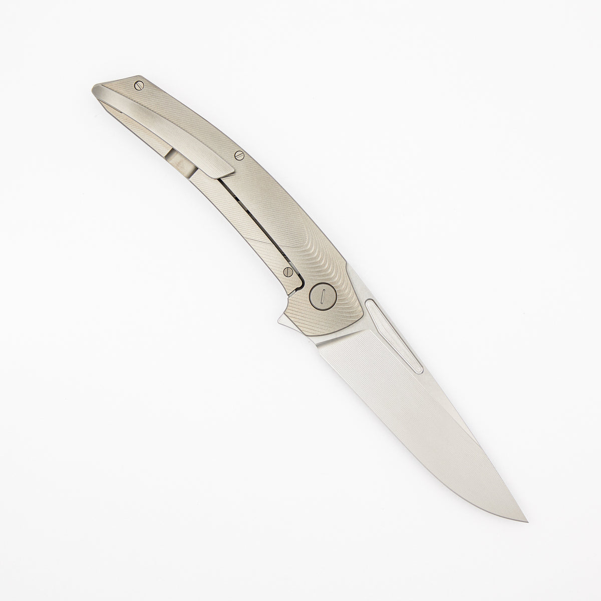 Model T Gen. 2 - Titanium Handle W/ Bolster Milling - RWL-34 Blade - Silver Accents