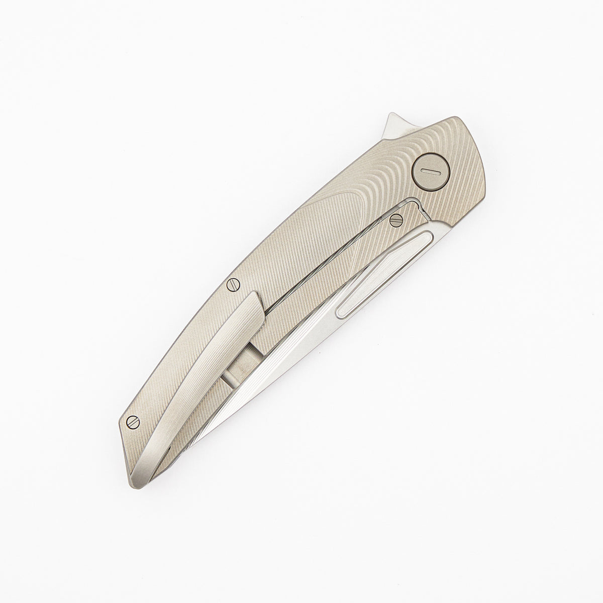 Model T Gen. 2 - Titanium Handle W/ Bolster Milling - RWL-34 Blade - Silver Accents