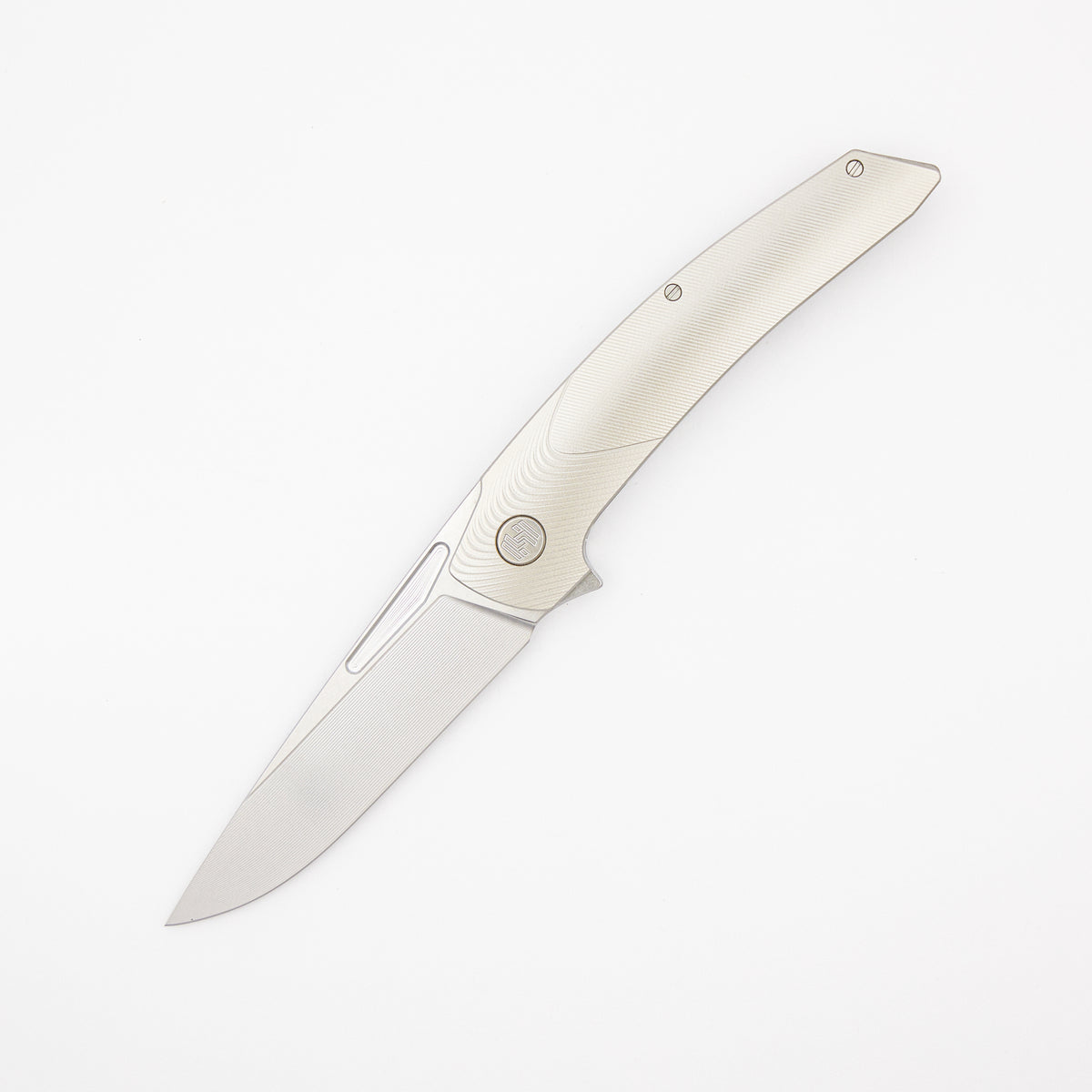 Model T Gen. 2 - Titanium Handle W/ Bolster Milling - RWL-34 Blade - Silver Accents