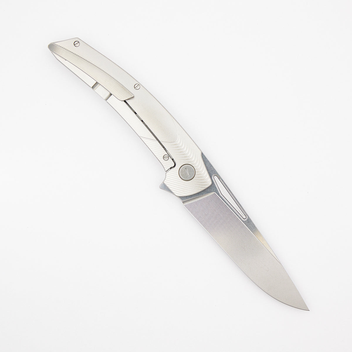 Model T Gen. 2 - Titanium Handle W/ Bolster Milling - RWL-34 Blade - Silver Accents