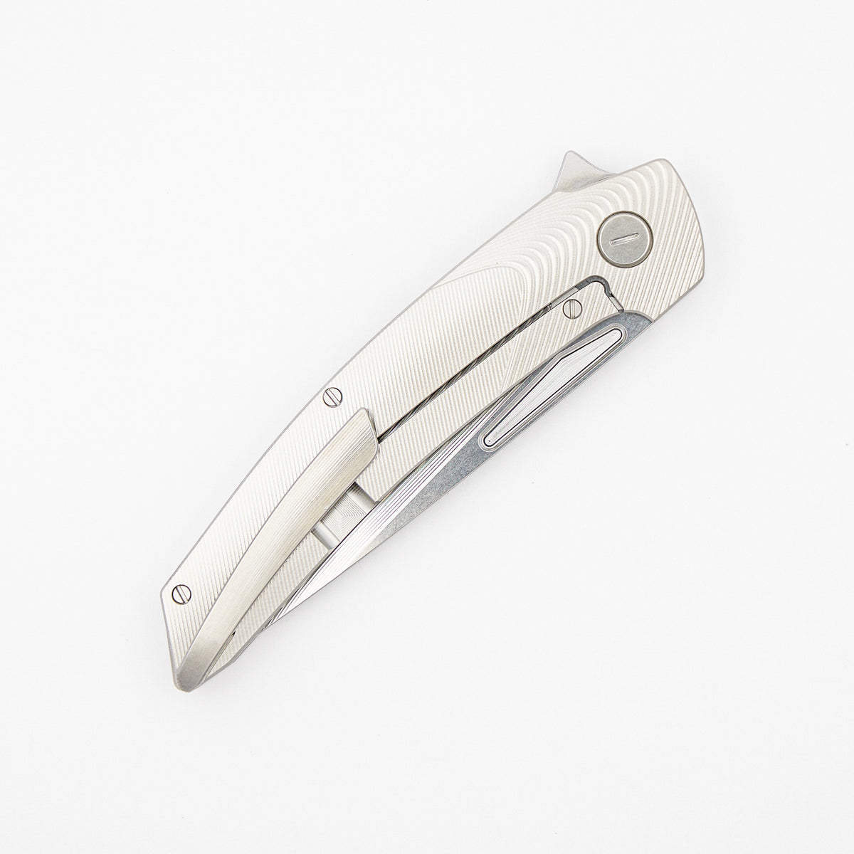 Model T Gen. 2 - Titanium Handle W/ Bolster Milling - RWL-34 Blade - Silver Accents
