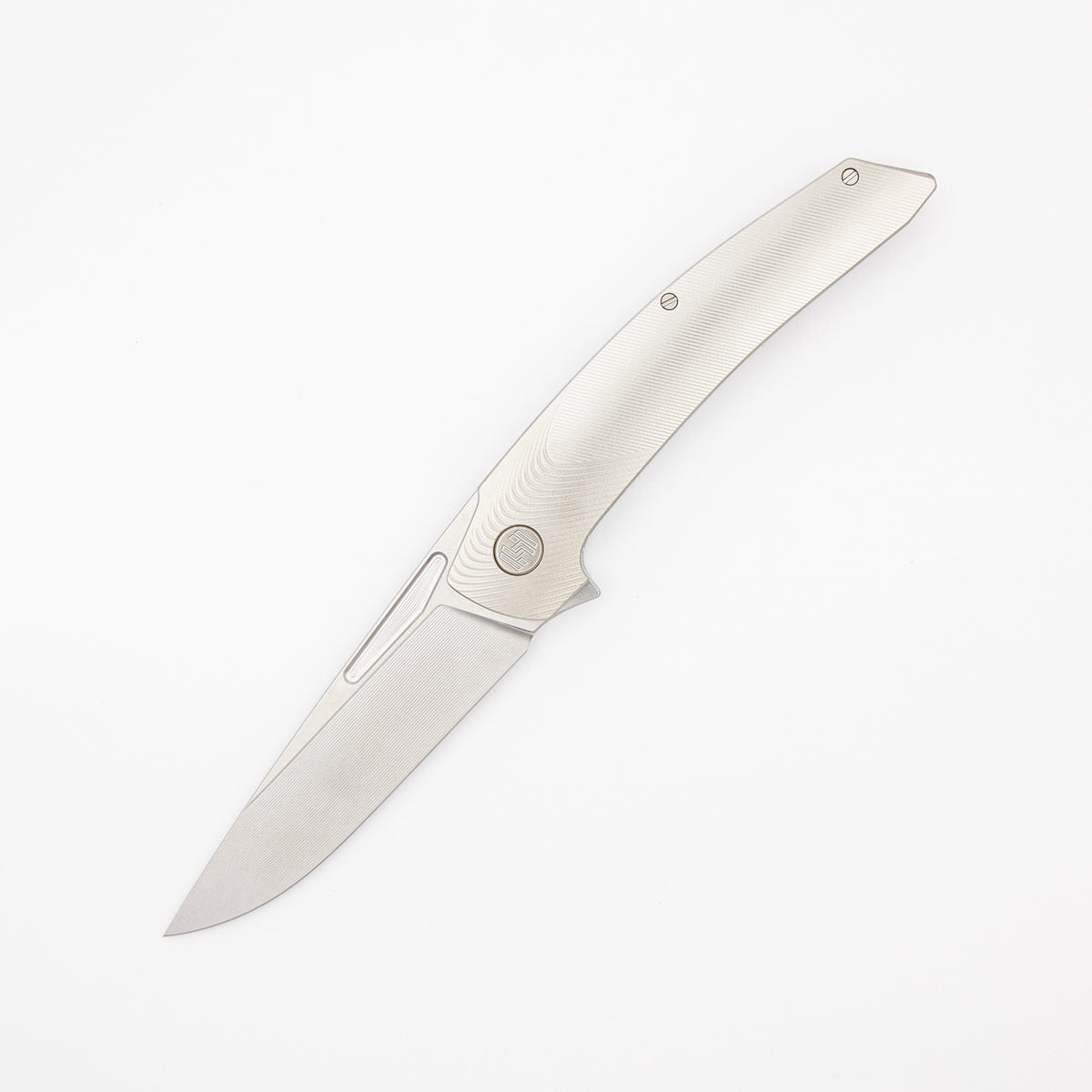 Model T Gen. 2 - Titanium Handle W/ Bolster Milling - RWL-34 Blade - Silver Accents