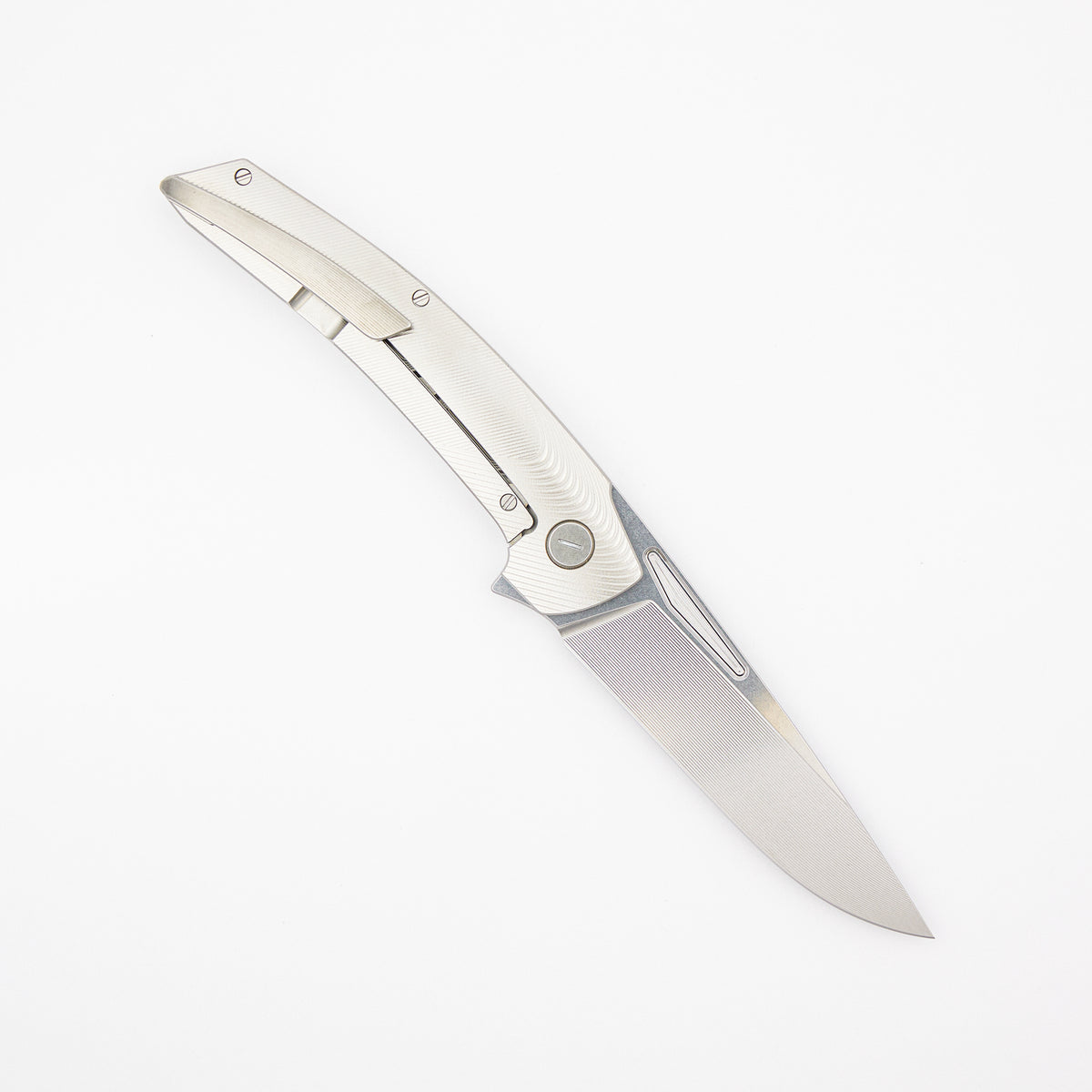 Model T Gen. 2 - Titanium Handle W/ Bolster Milling - RWL-34 Blade - Silver Accents