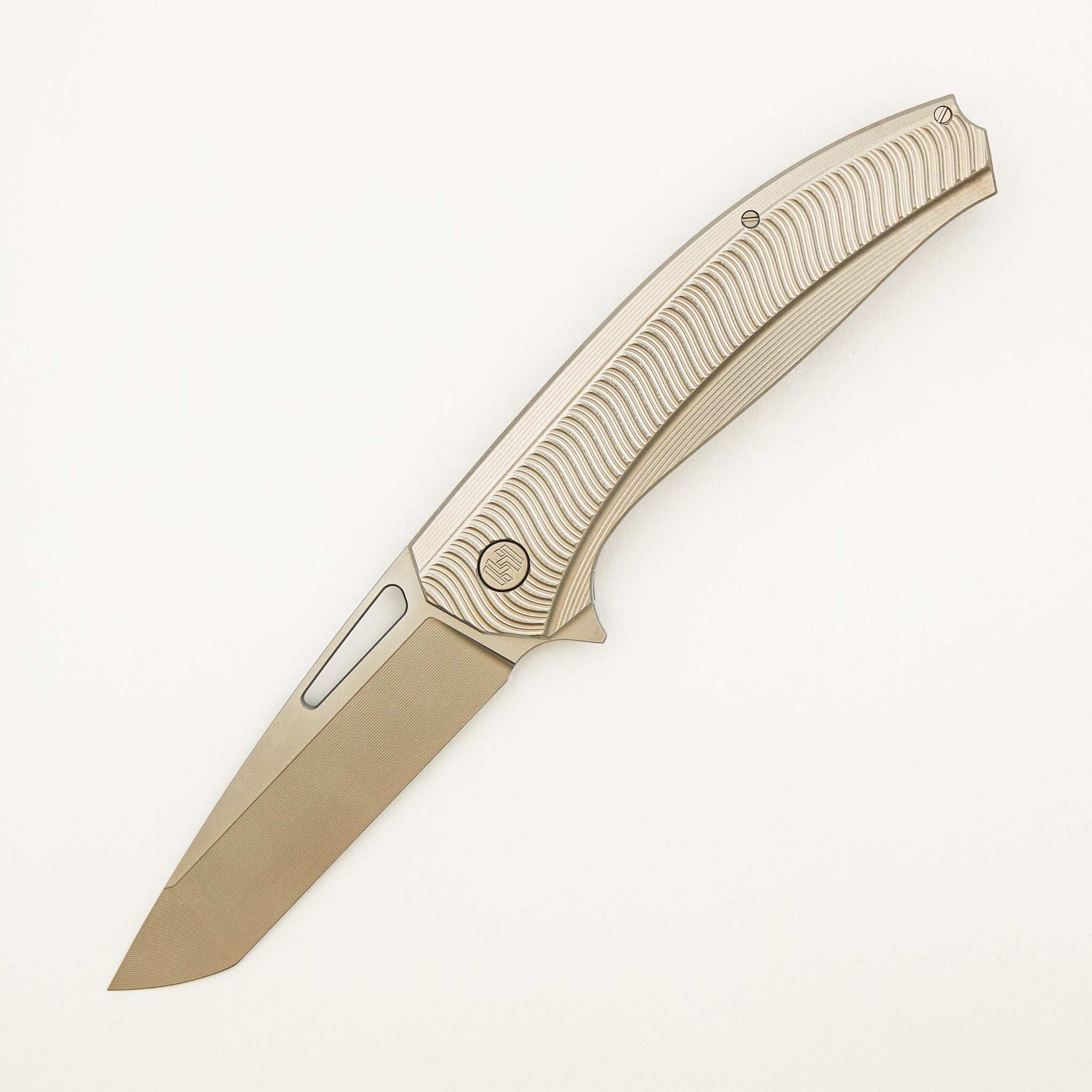 Veli - Titanium Handle W/ Wave Milling - RWL-34 Blade - Blasted Accents