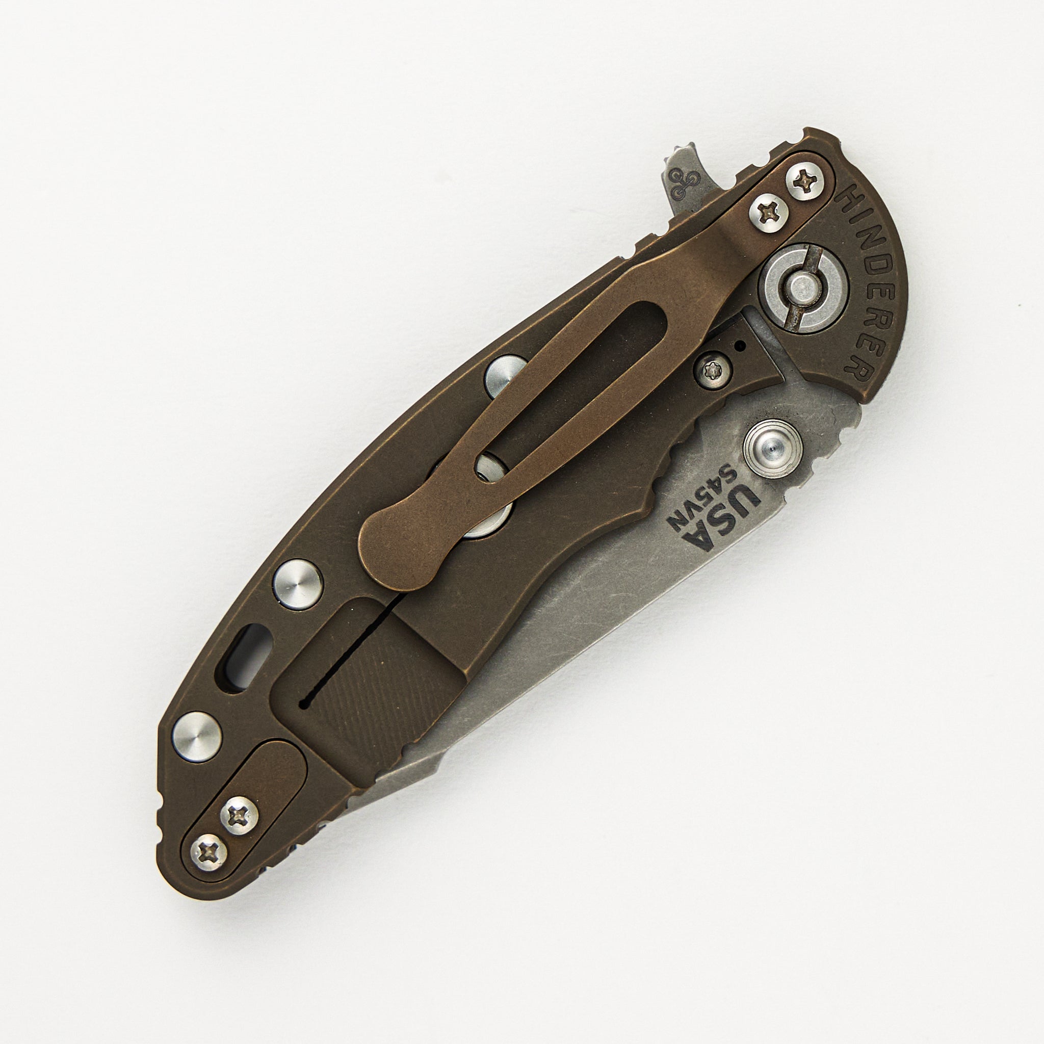 Hinderer Knives XM-18 3.0" - S45VN Harpoon Tanto - Tri-Way - Battle Bronze - Black G10