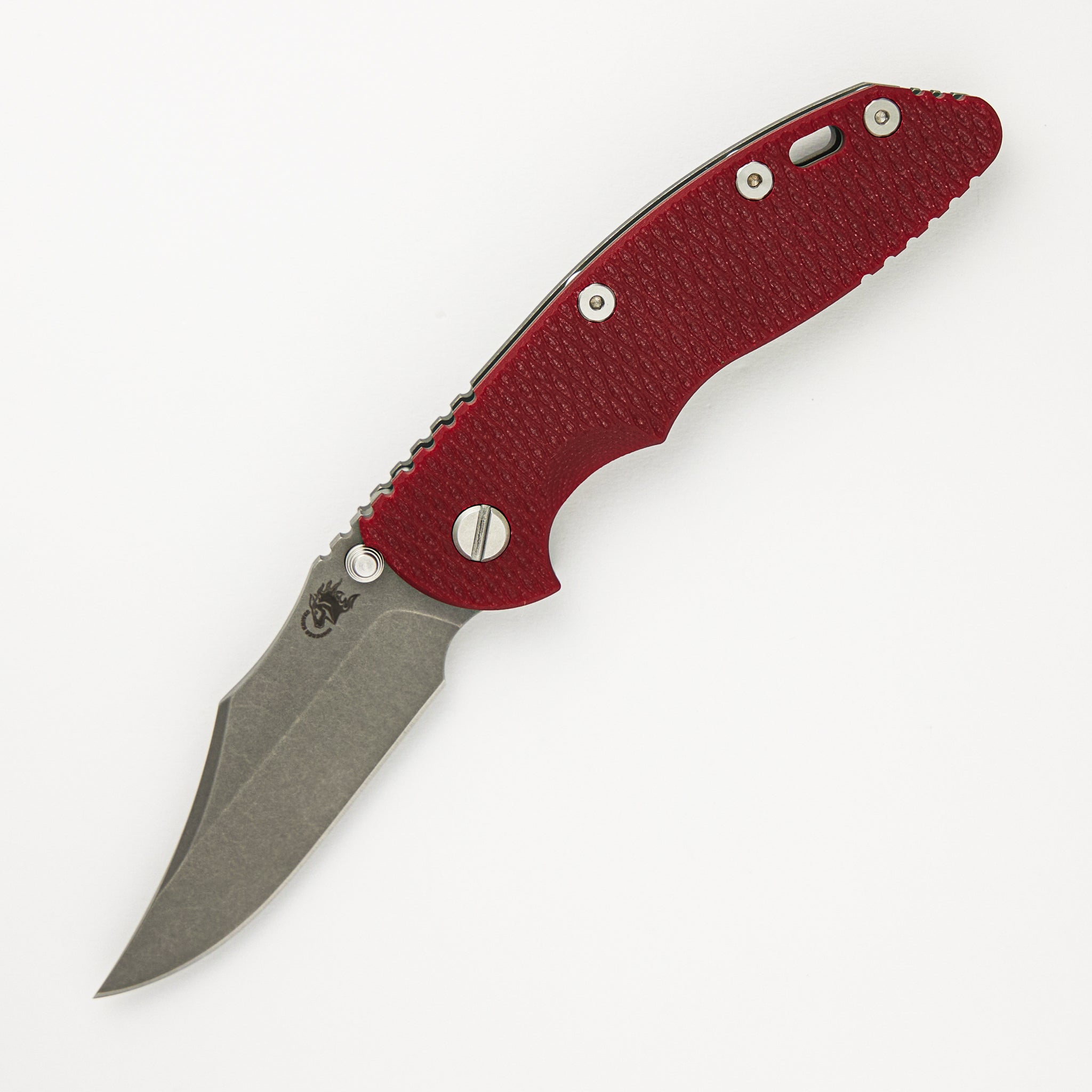 Hinderer Knives XM-18 3.5″ - Bowie S45VN - Non Flipper - Tri-Way - Working Finish - Red G10