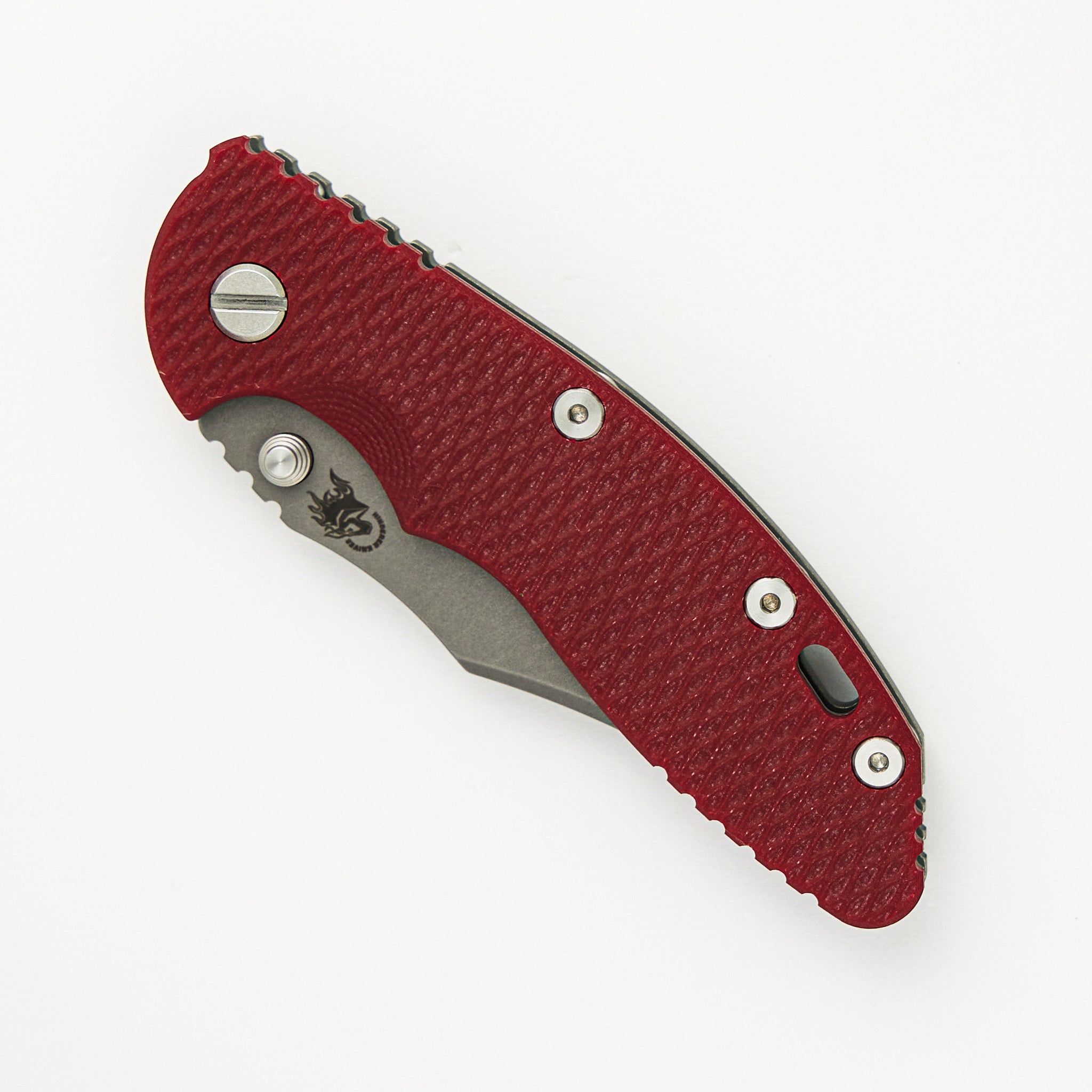 Hinderer Knives XM-18 3.5″ - Bowie S45VN - Non Flipper - Tri-Way - Working Finish - Red G10