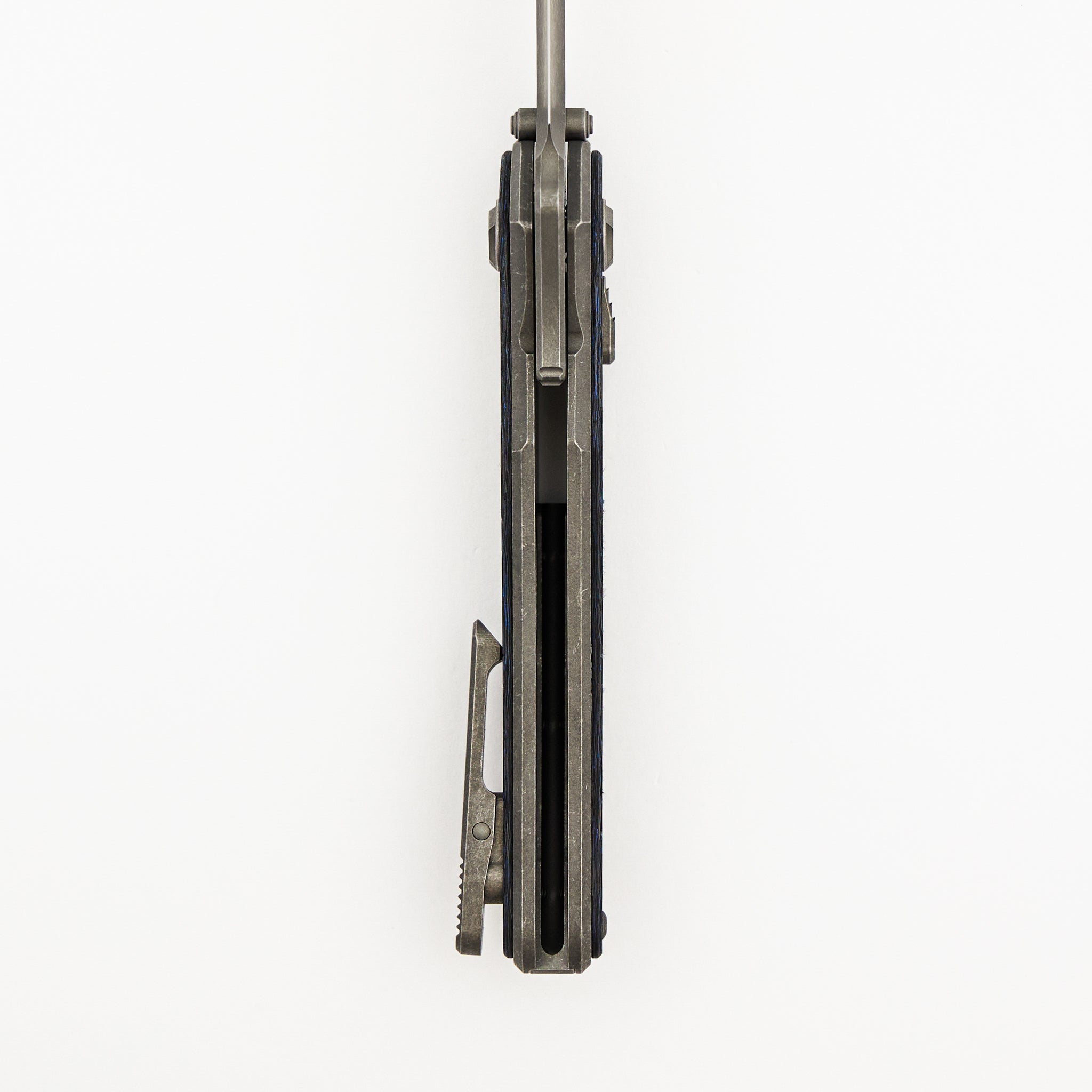 Talon - Tumbled Titanium/Blue TechnoCarbo Handle - M390 Blade