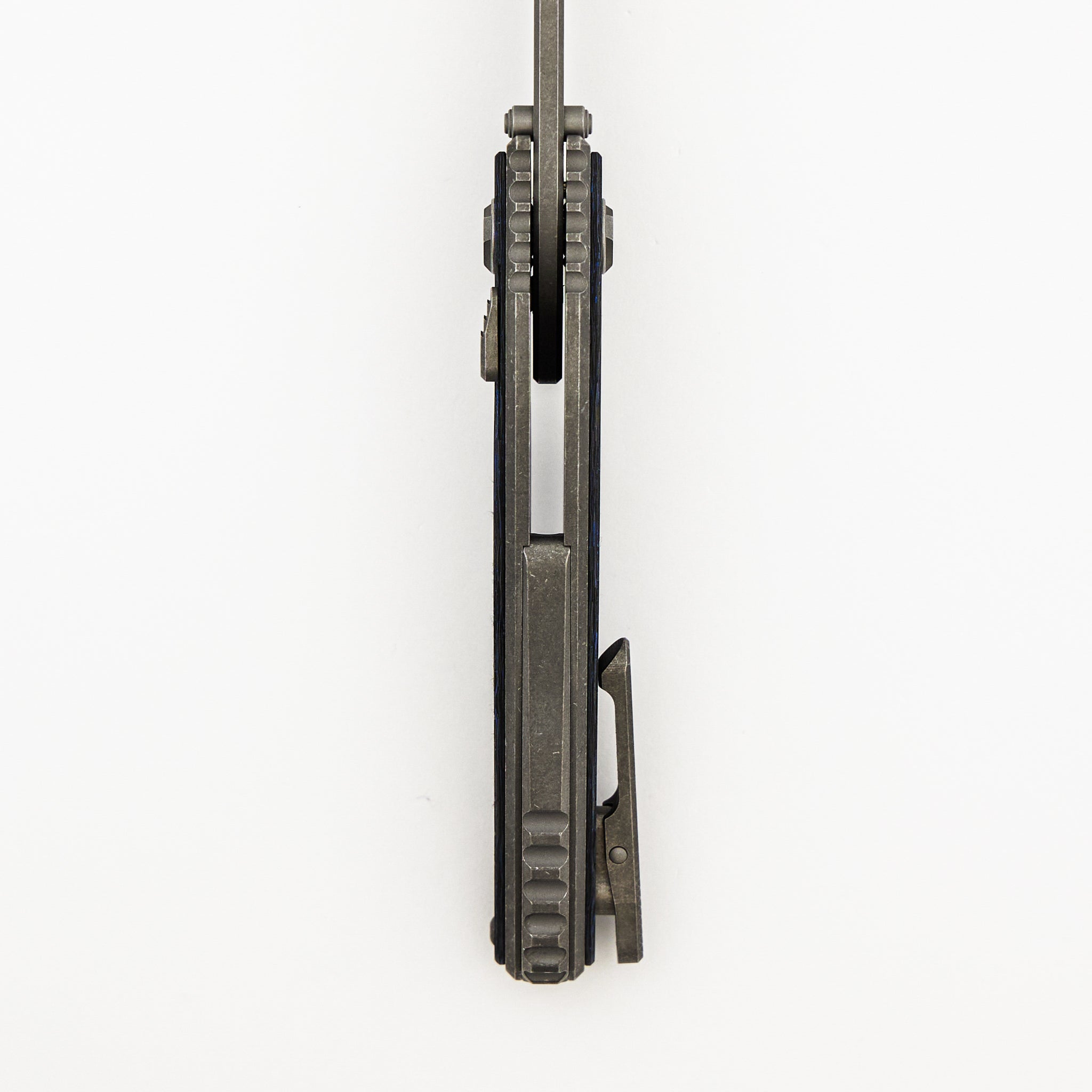 Talon - Tumbled Titanium/Blue TechnoCarbo Handle - M390 Blade