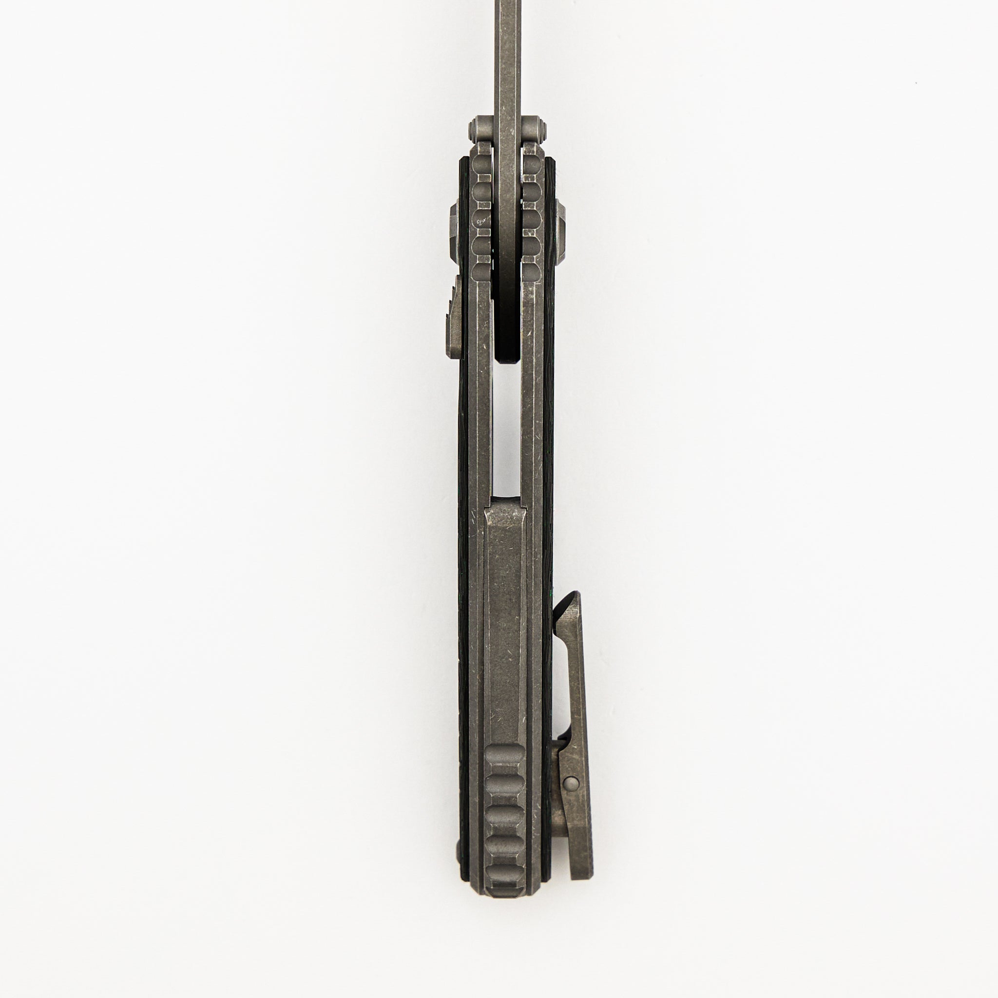 Talon - Tumbled Titanium/Green TechnoCarbo Handle - M390 Blade