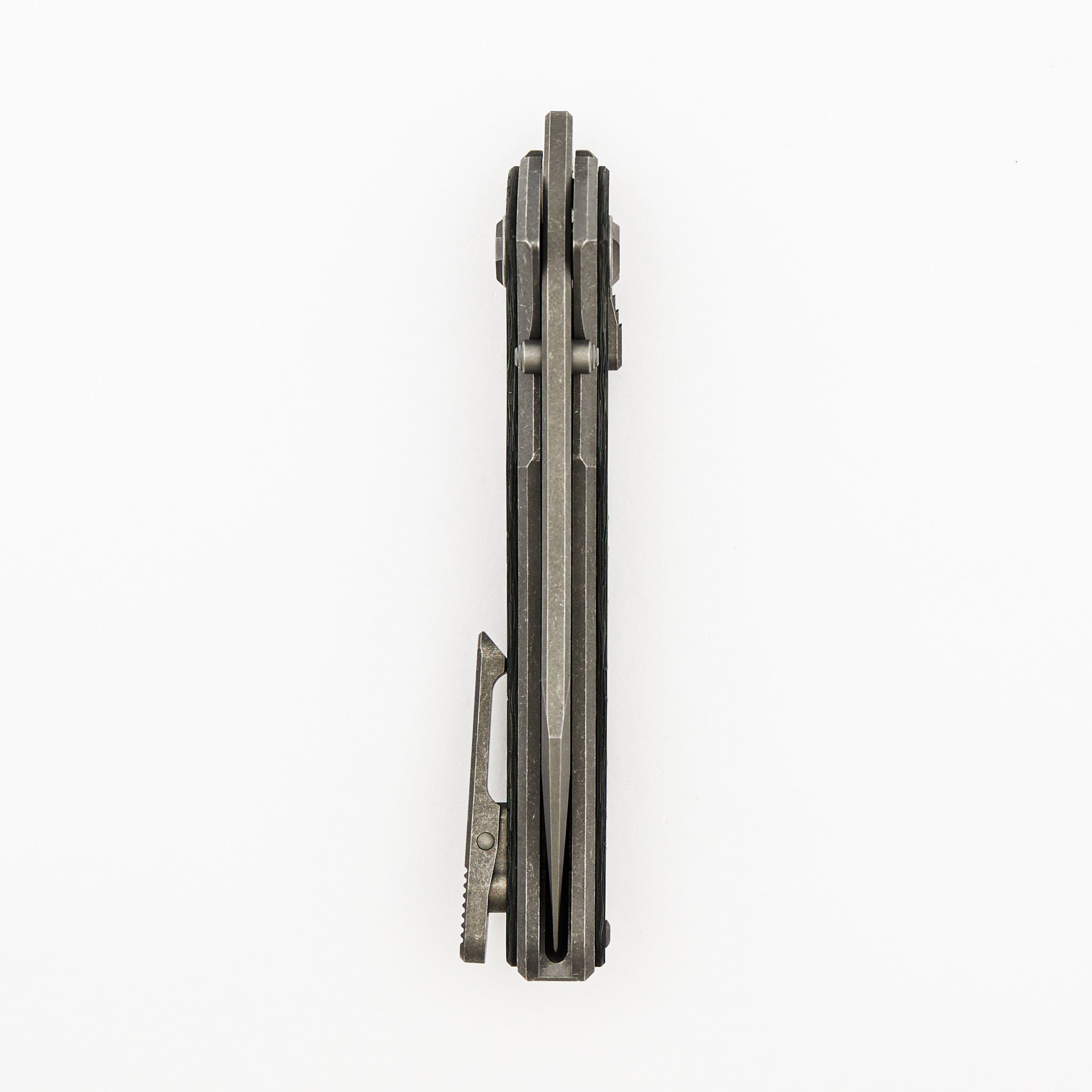 Talon - Tumbled Titanium/Green TechnoCarbo Handle - M390 Blade