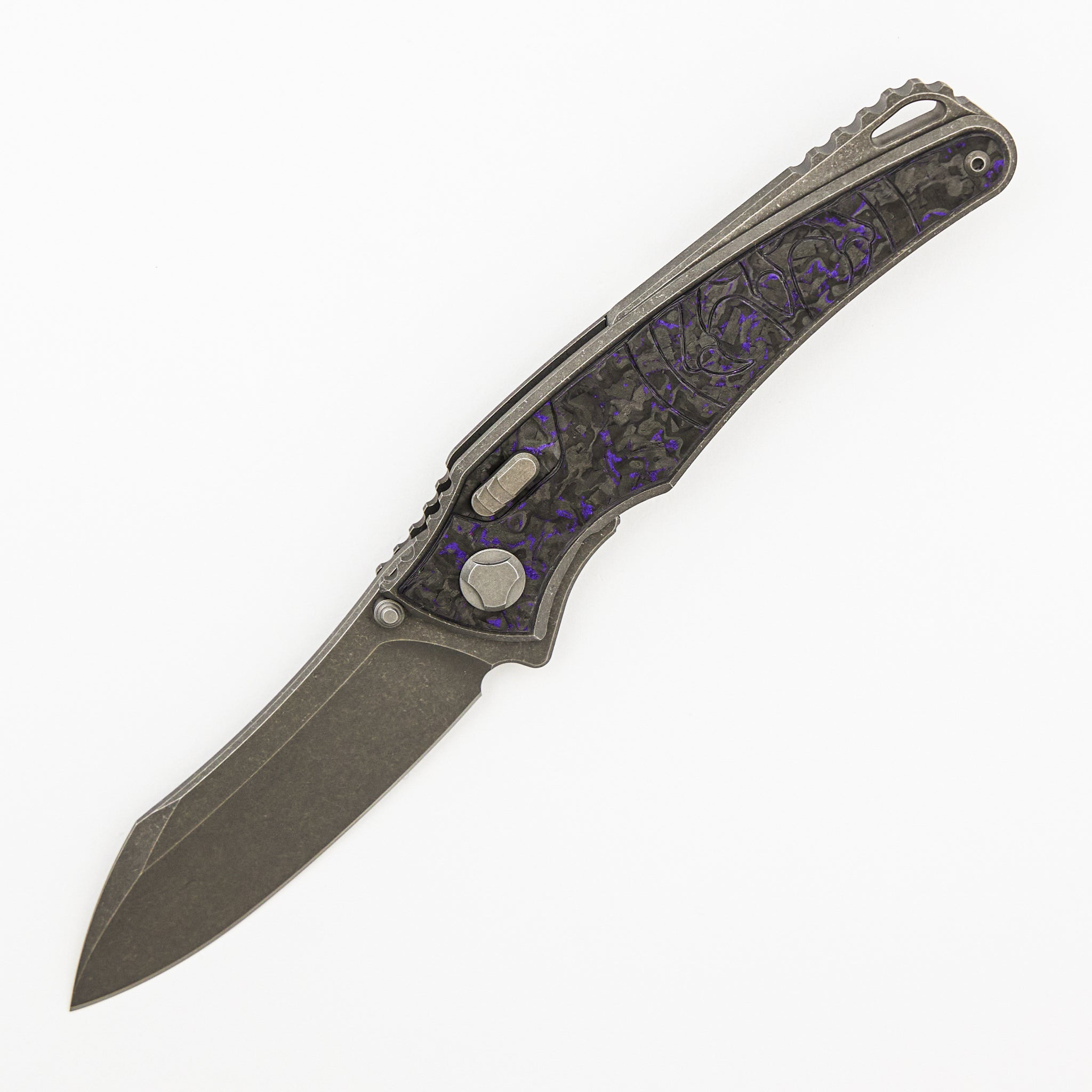Talon - Tumbled Titanium/Purple TechnoCarbo Handle - M390 Blade