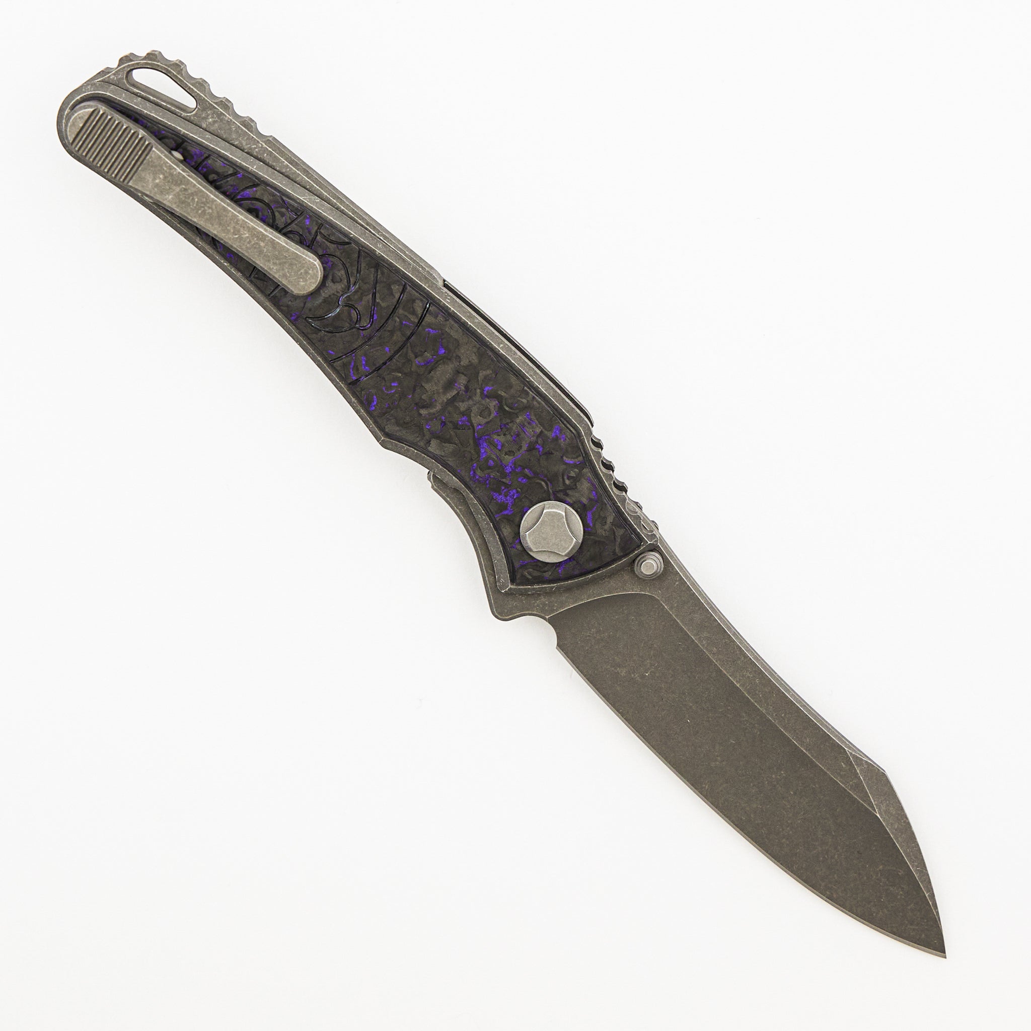 Talon - Tumbled Titanium/Purple TechnoCarbo Handle - M390 Blade
