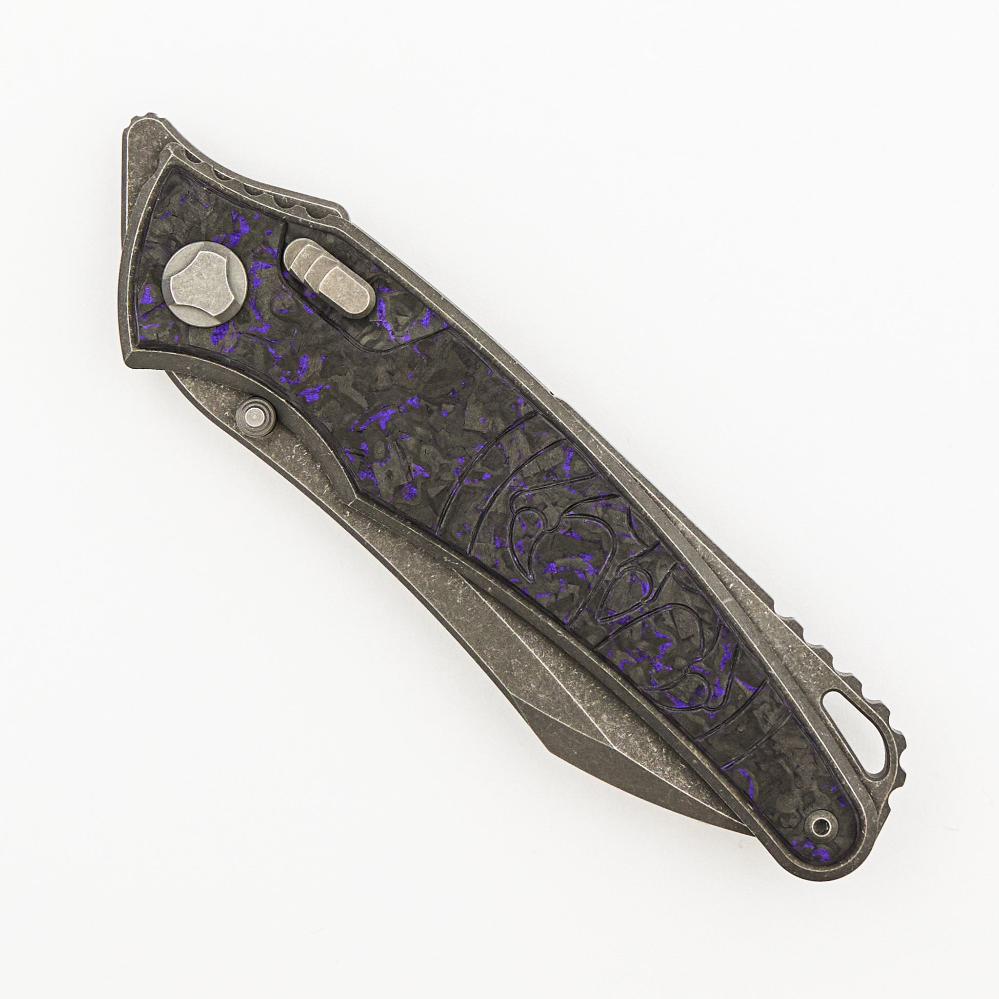 Talon - Tumbled Titanium/Purple TechnoCarbo Handle - M390 Blade