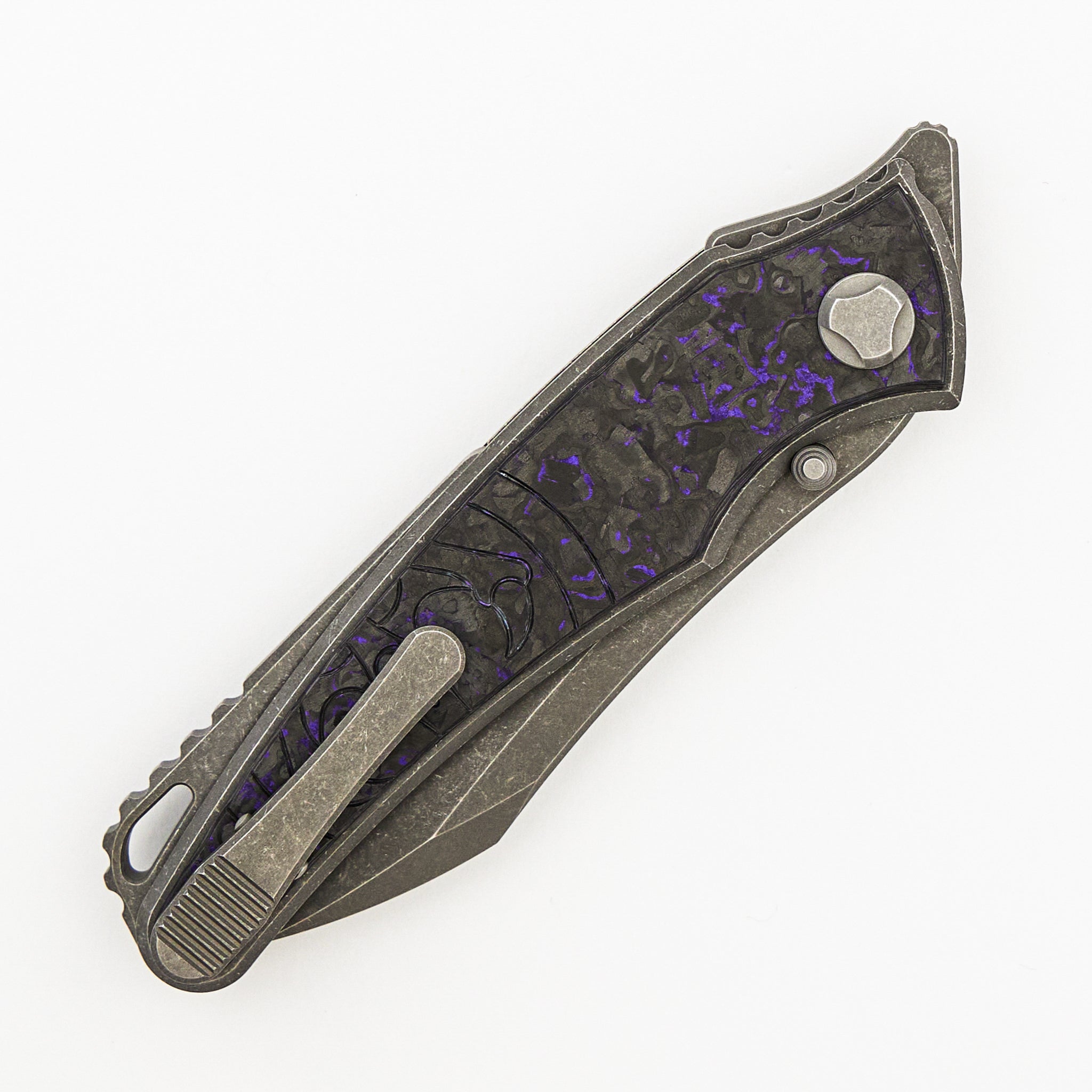 Talon - Tumbled Titanium/Purple TechnoCarbo Handle - M390 Blade