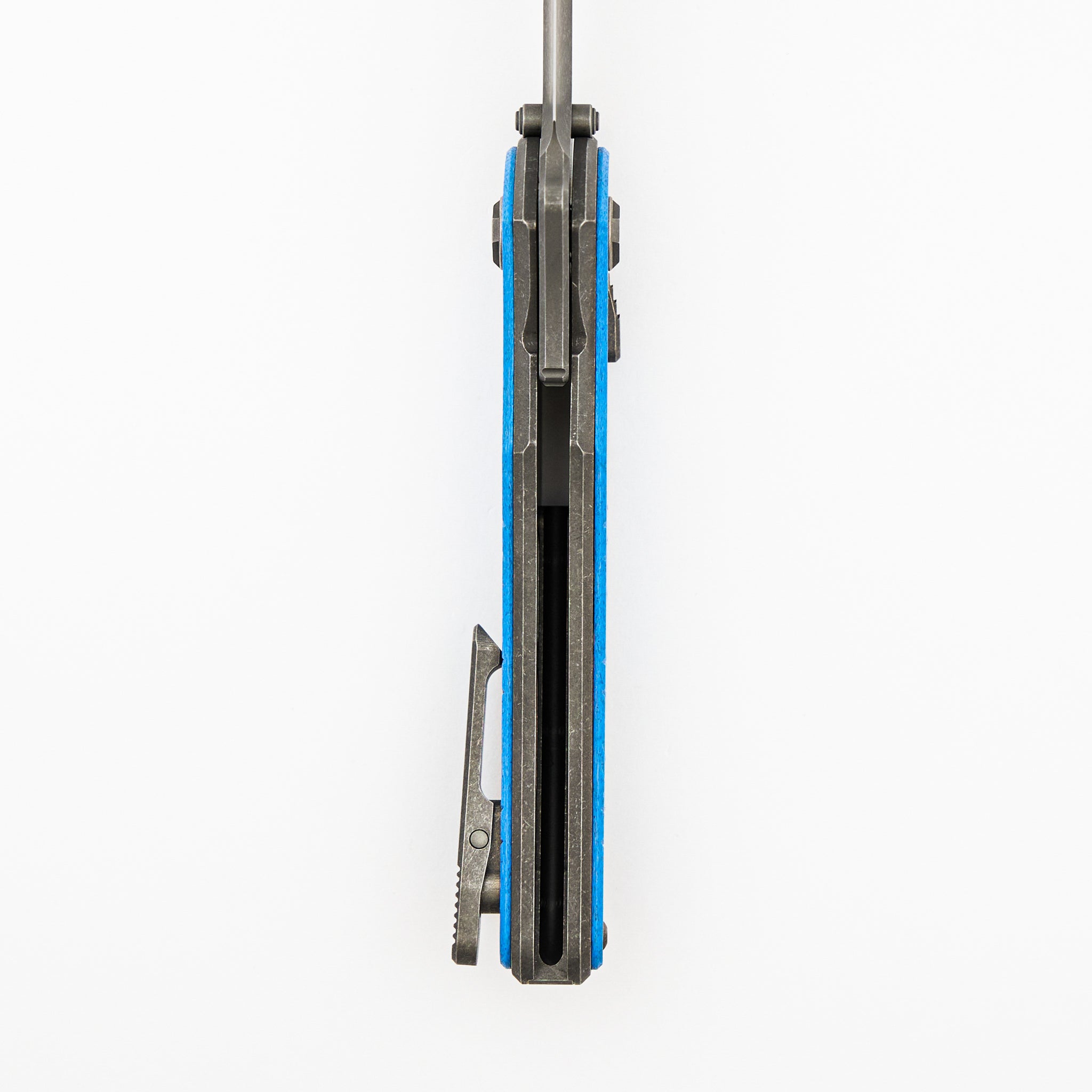 Talon - Tumbled Titanium/Ocean Blue Glass Handle - M390 Blade
