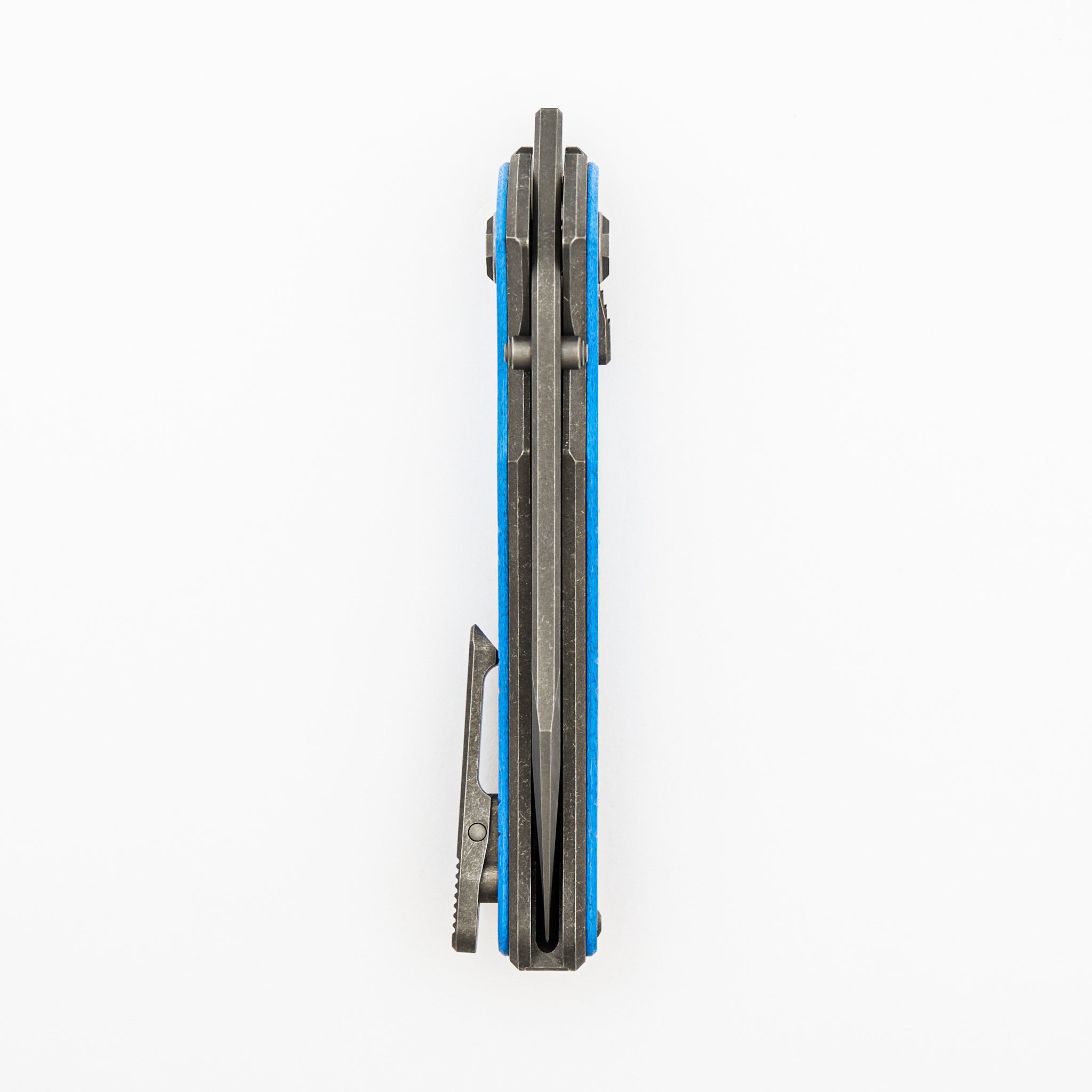 Talon - Tumbled Titanium/Ocean Blue Glass Handle - M390 Blade