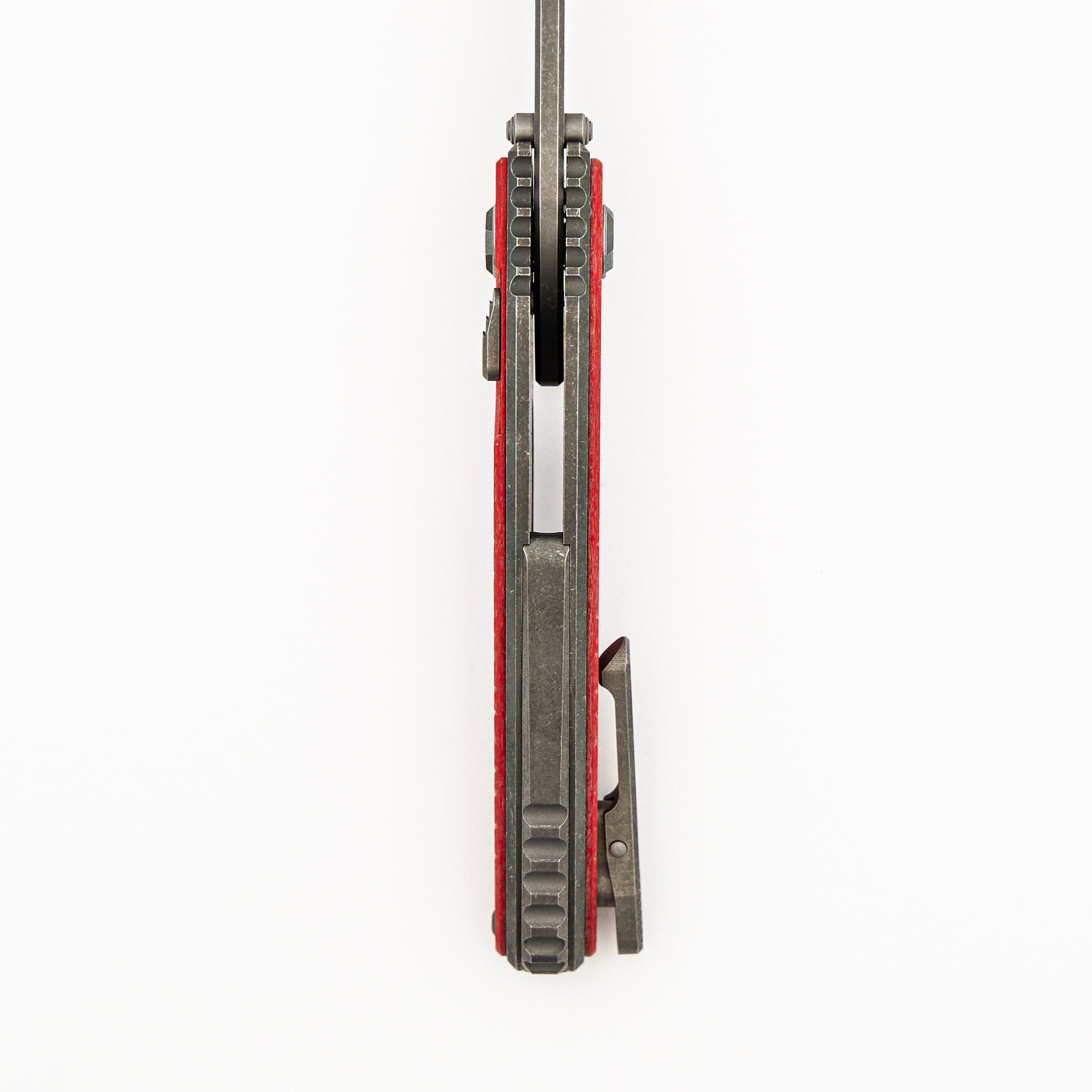 Talon - Tumbled Titanium/Pulse Red Glass Handle - M390 Blade