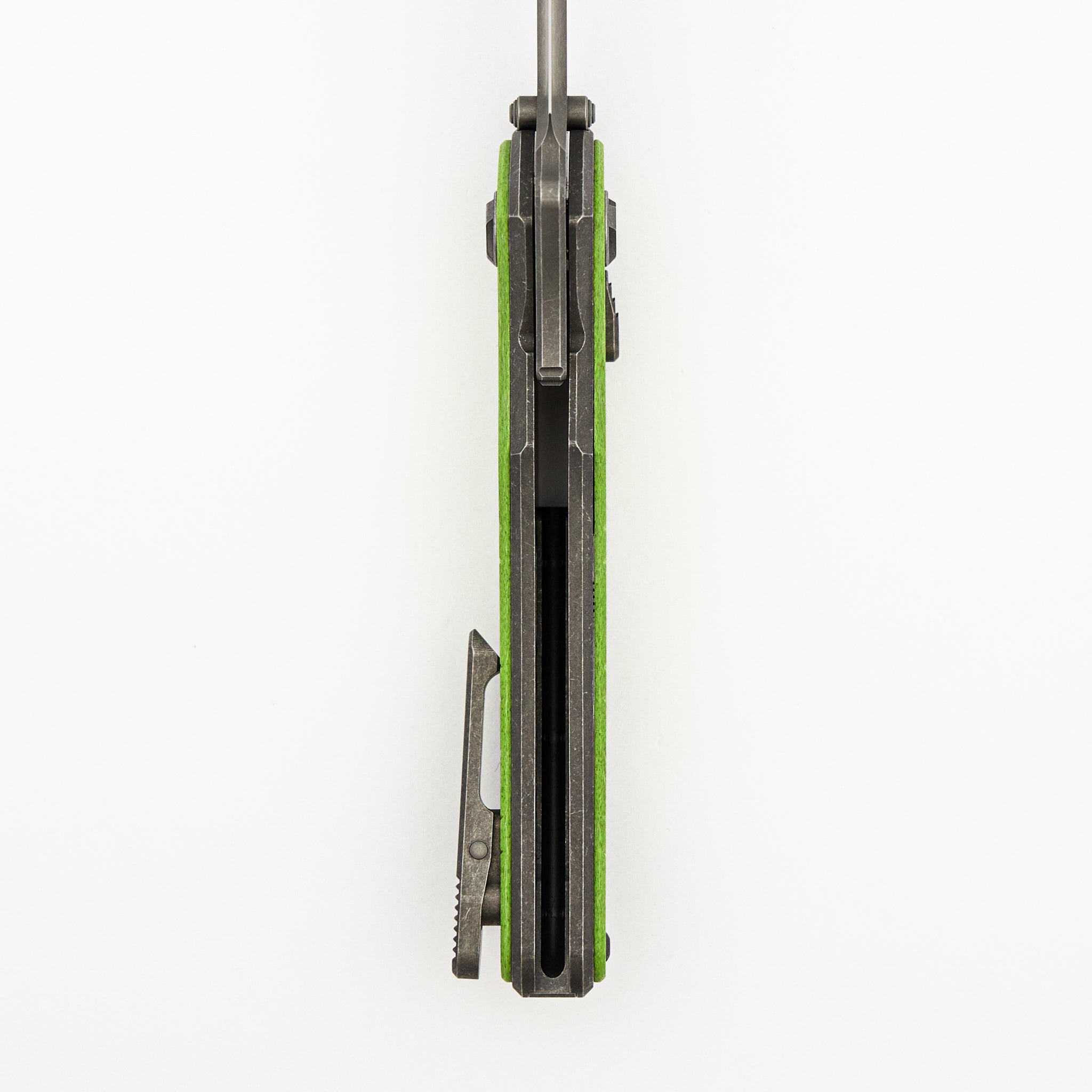 Talon - Tumbled Titanium/Spring Green Glass Handle - M390 Blade
