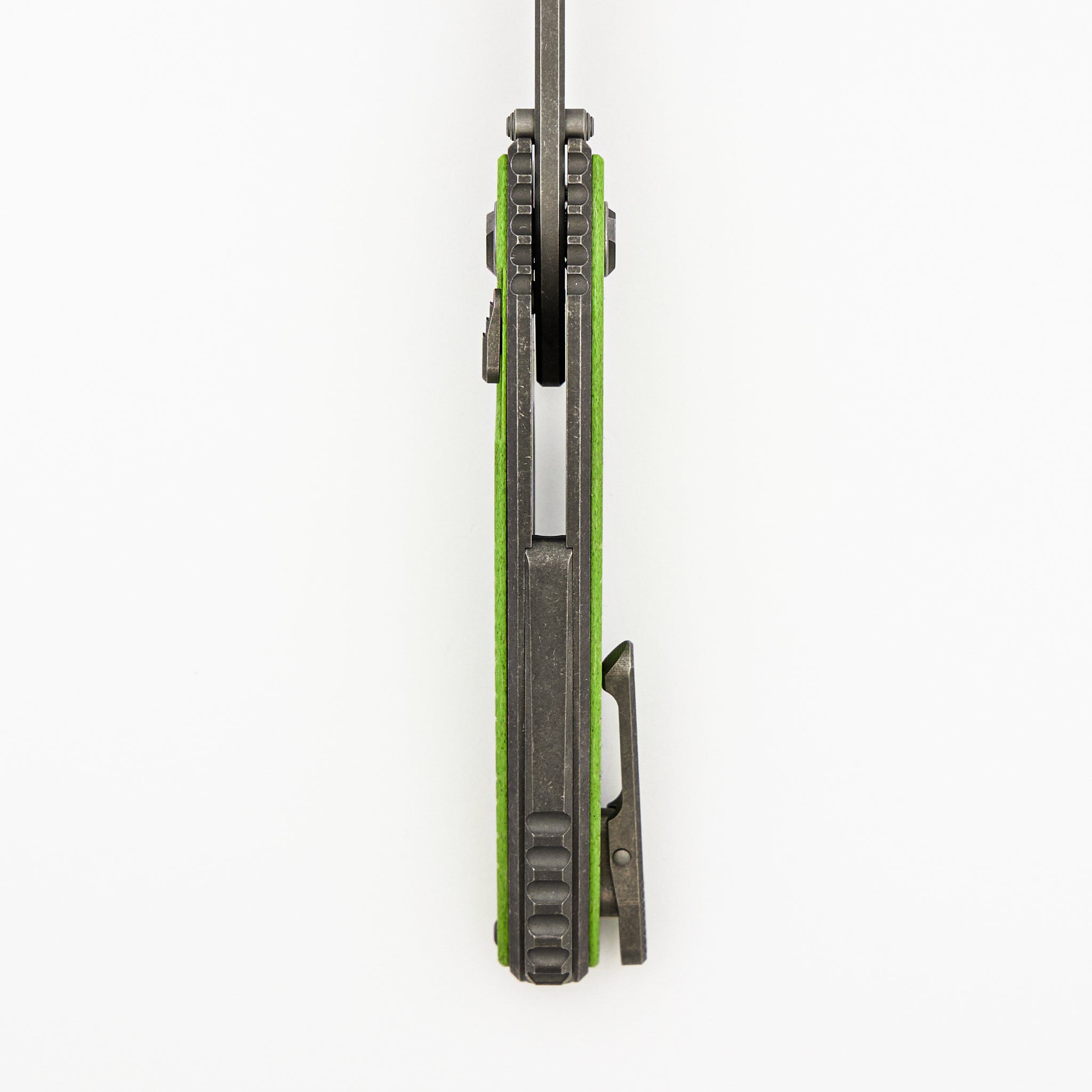 Talon - Tumbled Titanium/Spring Green Glass Handle - M390 Blade