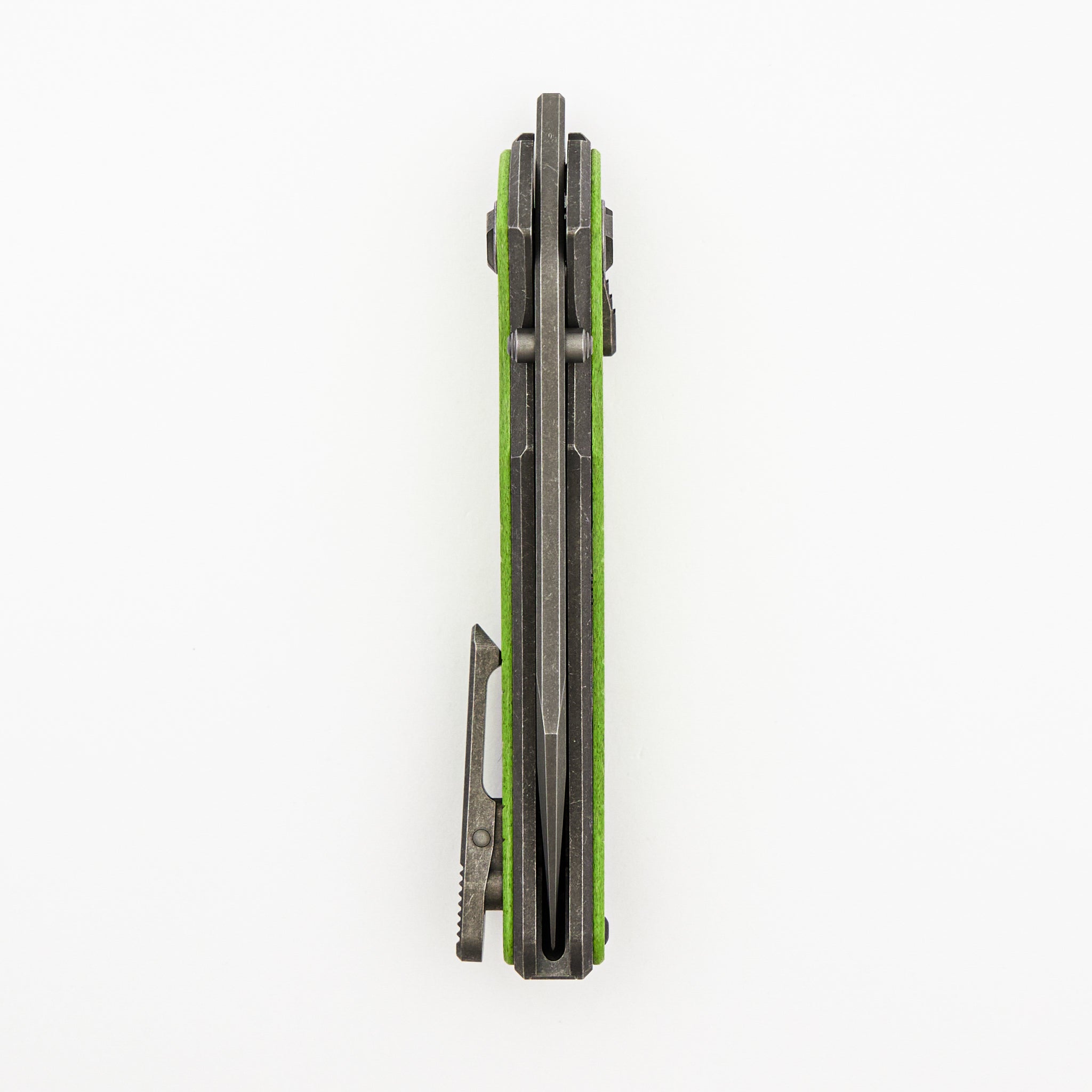 Talon - Tumbled Titanium/Spring Green Glass Handle - M390 Blade