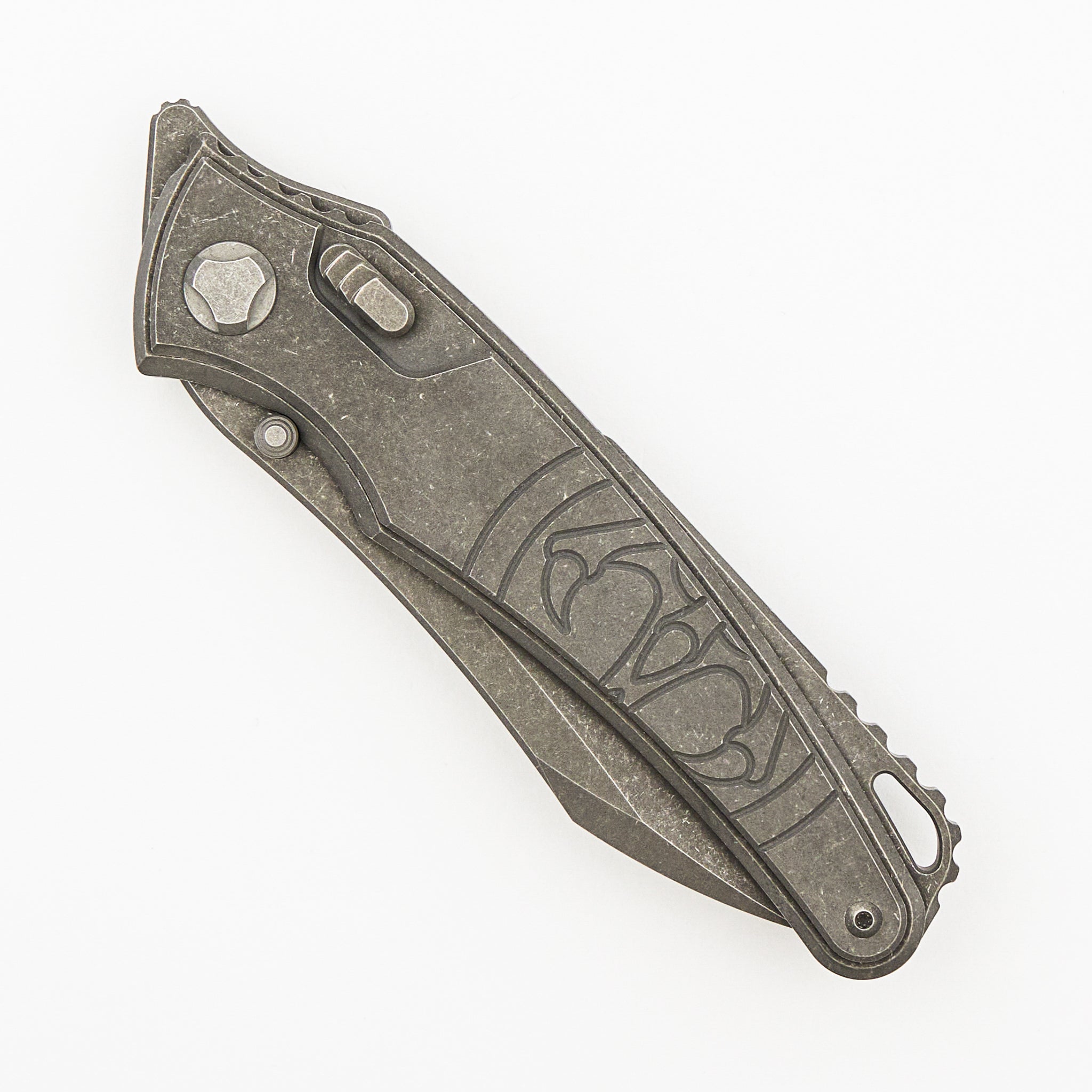 Talon - Tumbled Titanium Handle - M390 Blade