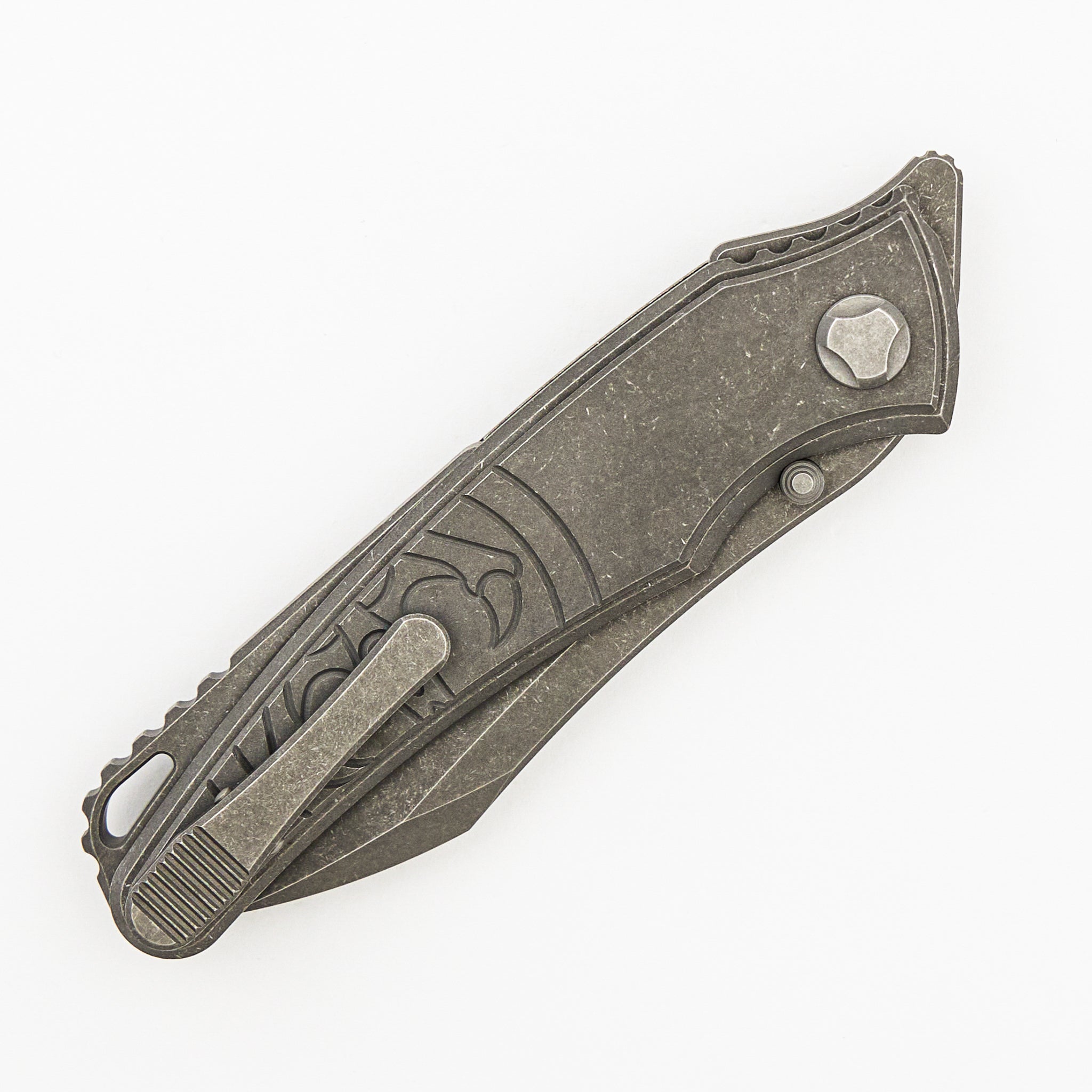 Talon - Tumbled Titanium Handle - M390 Blade