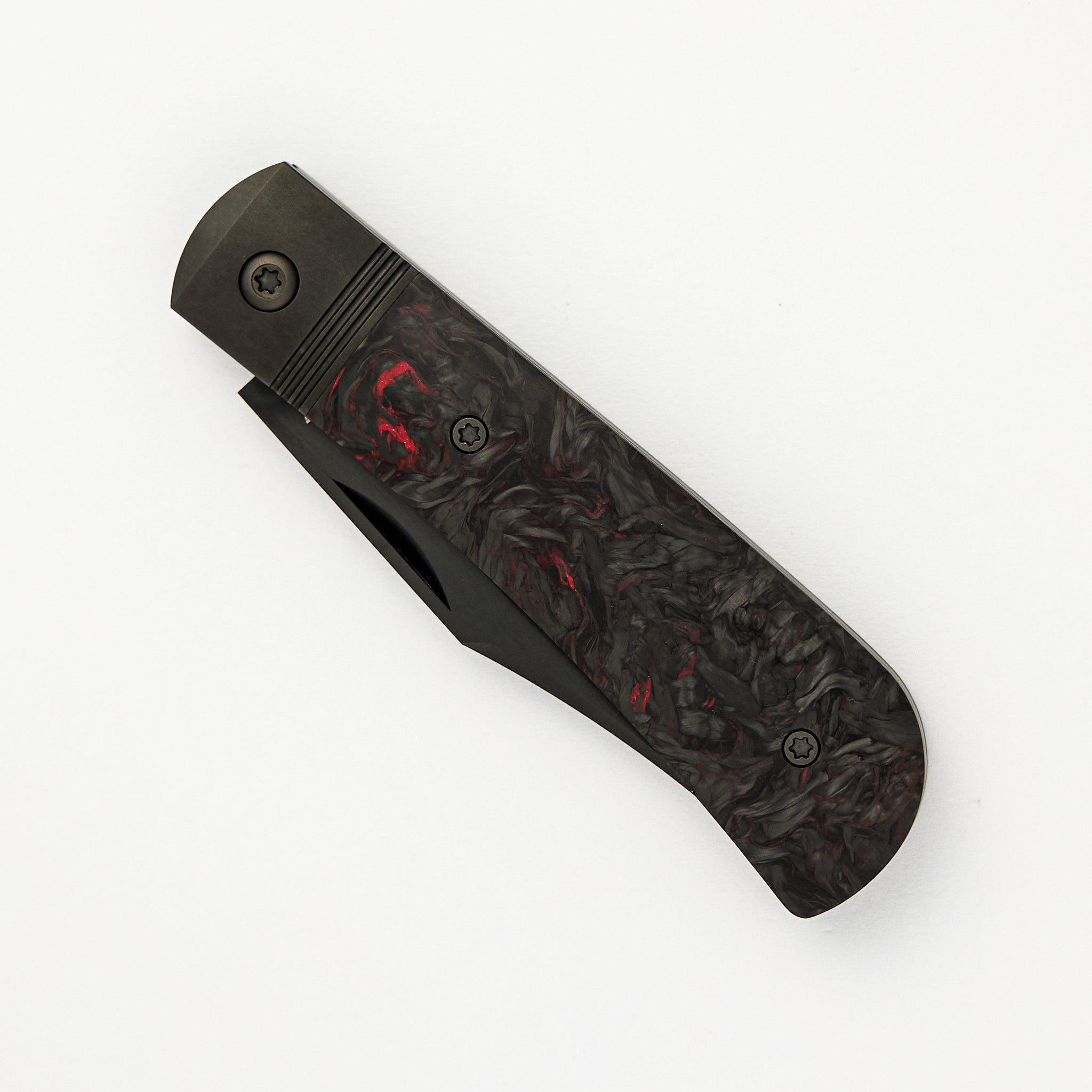 Jack Wolf Knives Benny's Clip - Fat Carbon Dark Matter Red Handle - S90V Blade