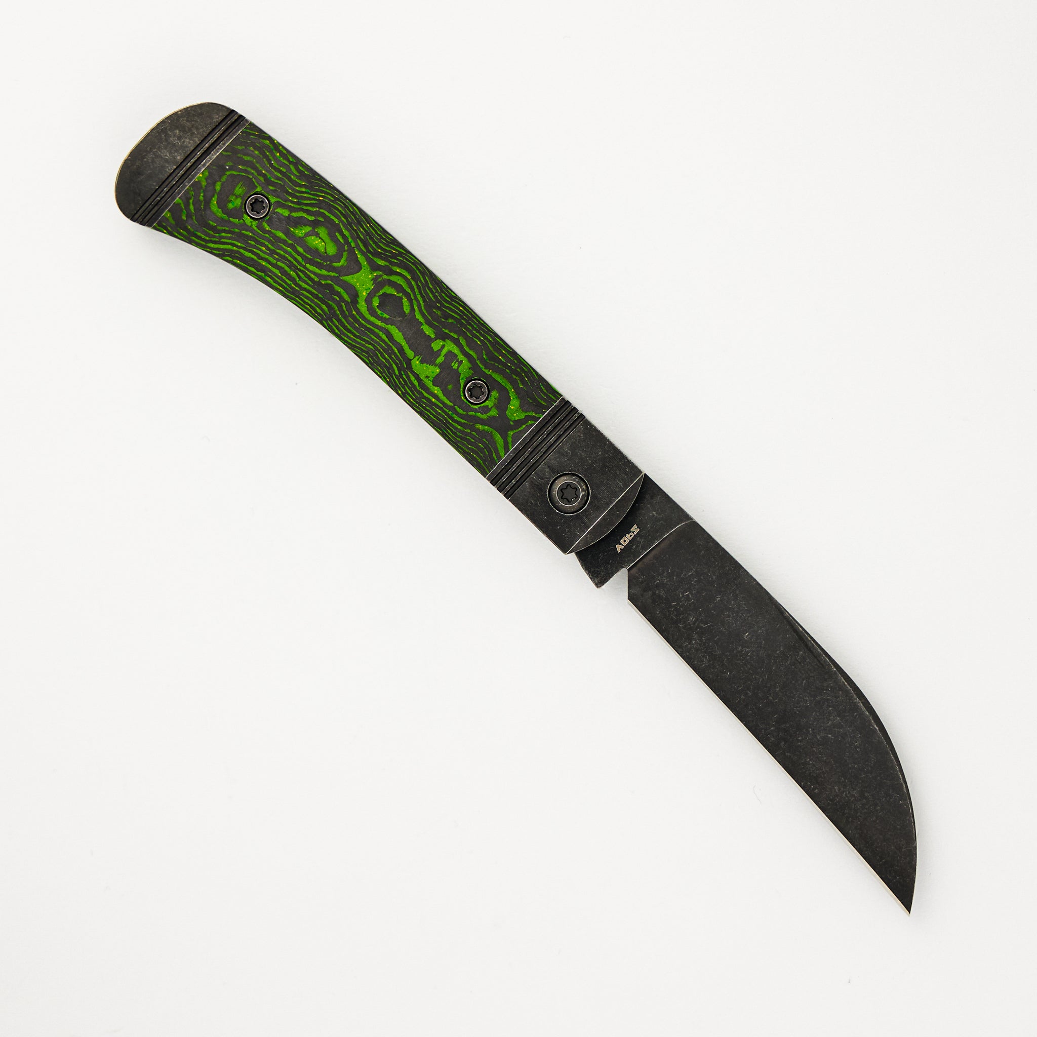 Jack Wolf Knives Venom Jack - CamoCarbon Toxic Green Handle - S90V Blade