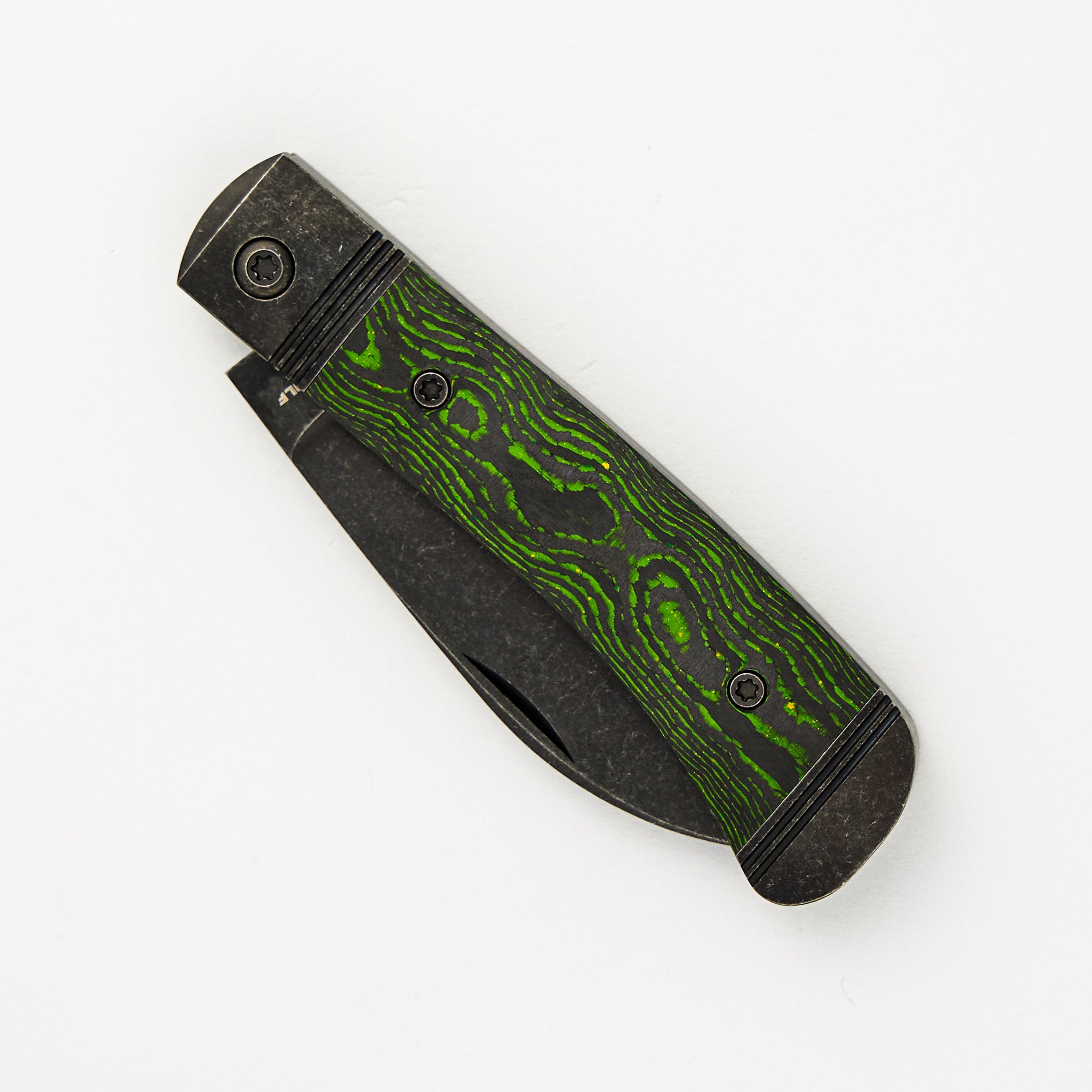 Jack Wolf Knives Venom Jack - CamoCarbon Toxic Green Handle - S90V Blade