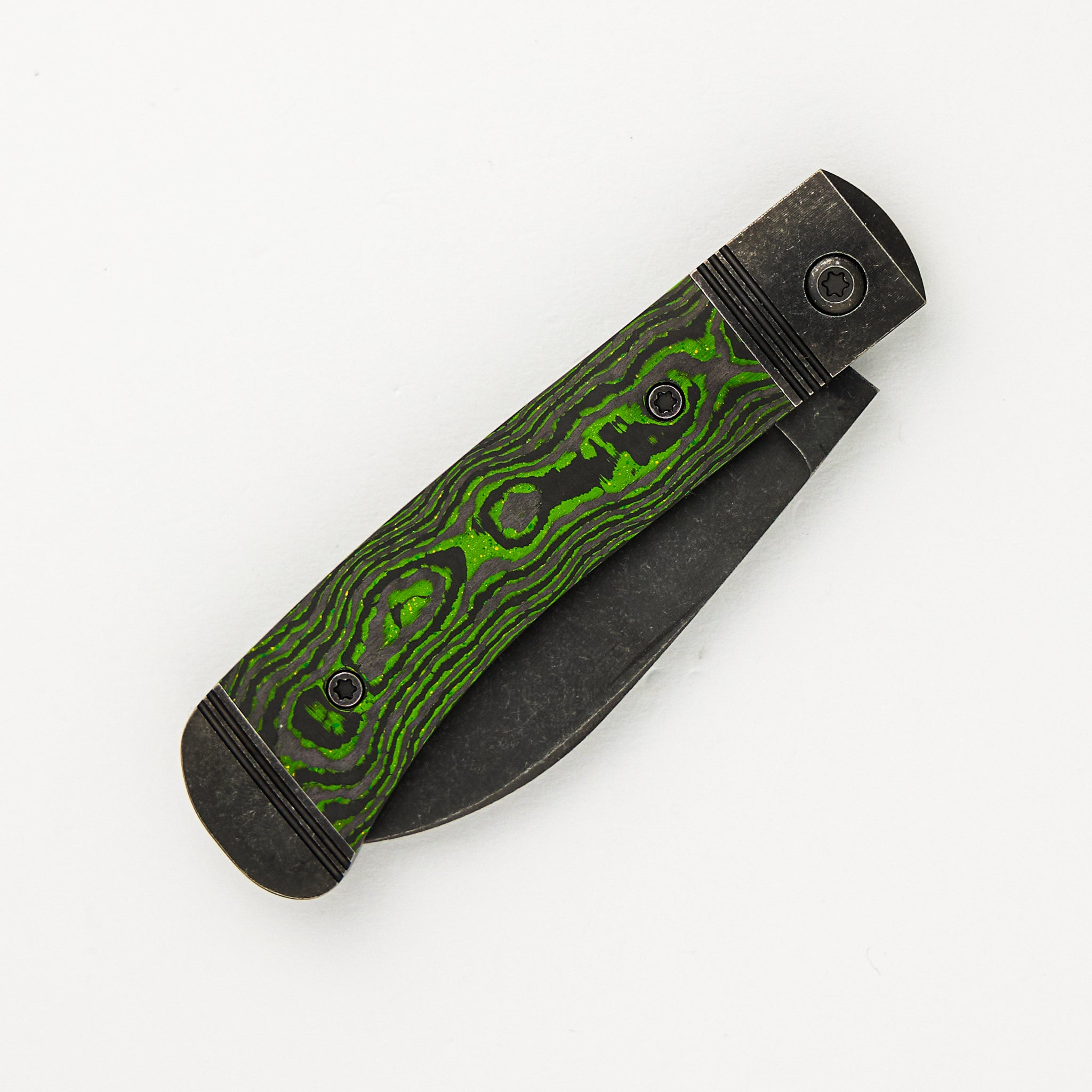 Jack Wolf Knives Venom Jack - CamoCarbon Toxic Green Handle - S90V Blade