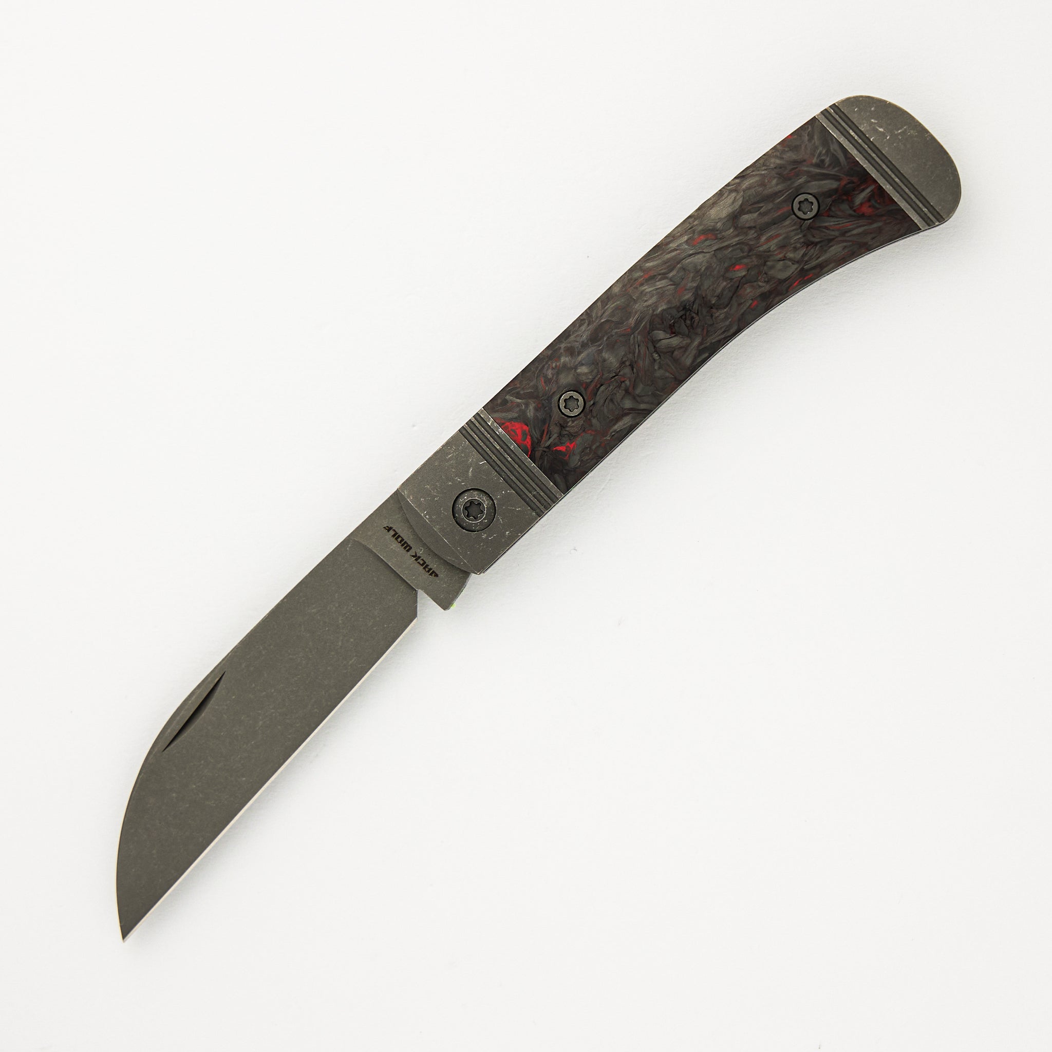 Jack Wolf Knives Venom Jack - Fat Carbon Dark Matter Red Handle - S90V Blade