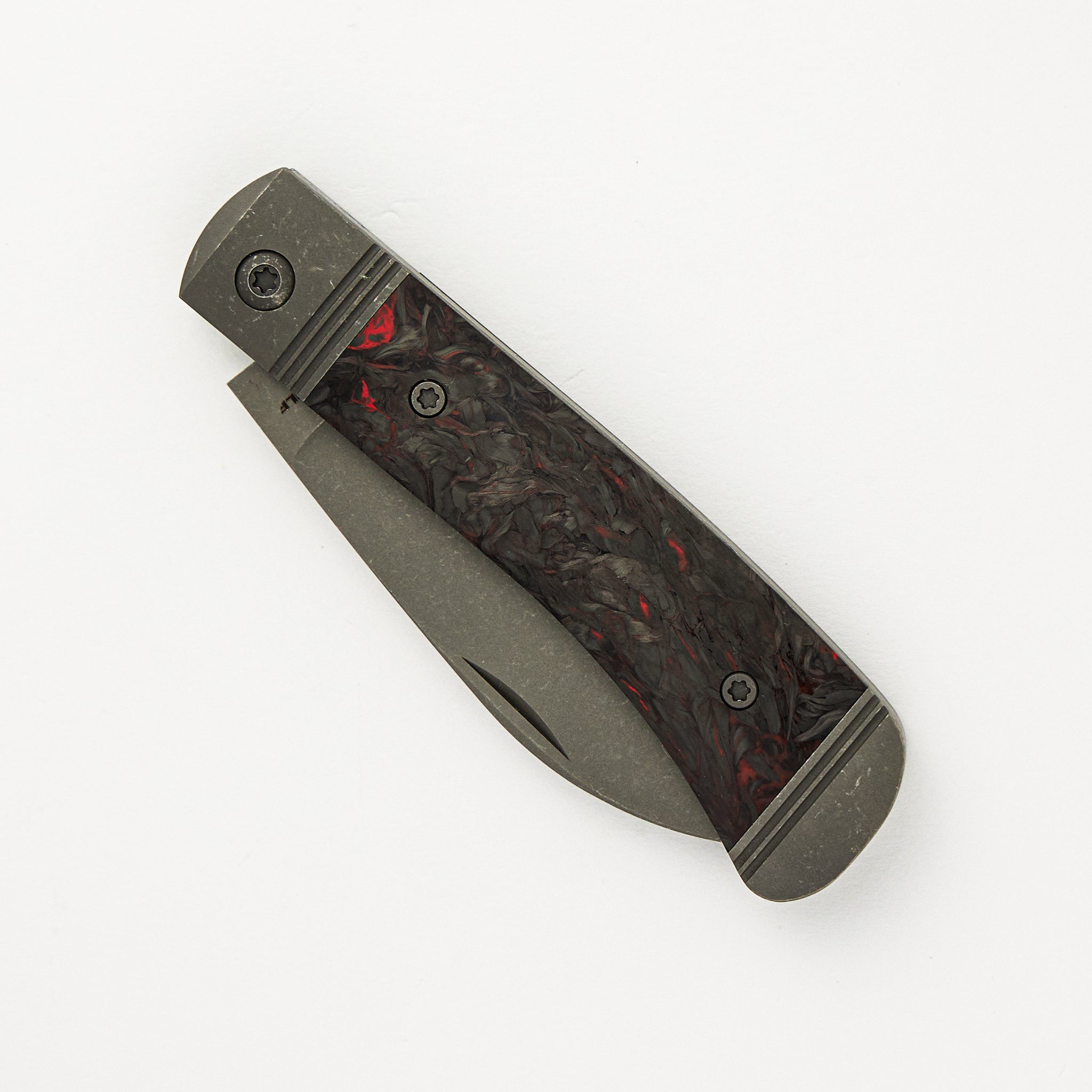 Jack Wolf Knives Venom Jack - Fat Carbon Dark Matter Red Handle - S90V Blade