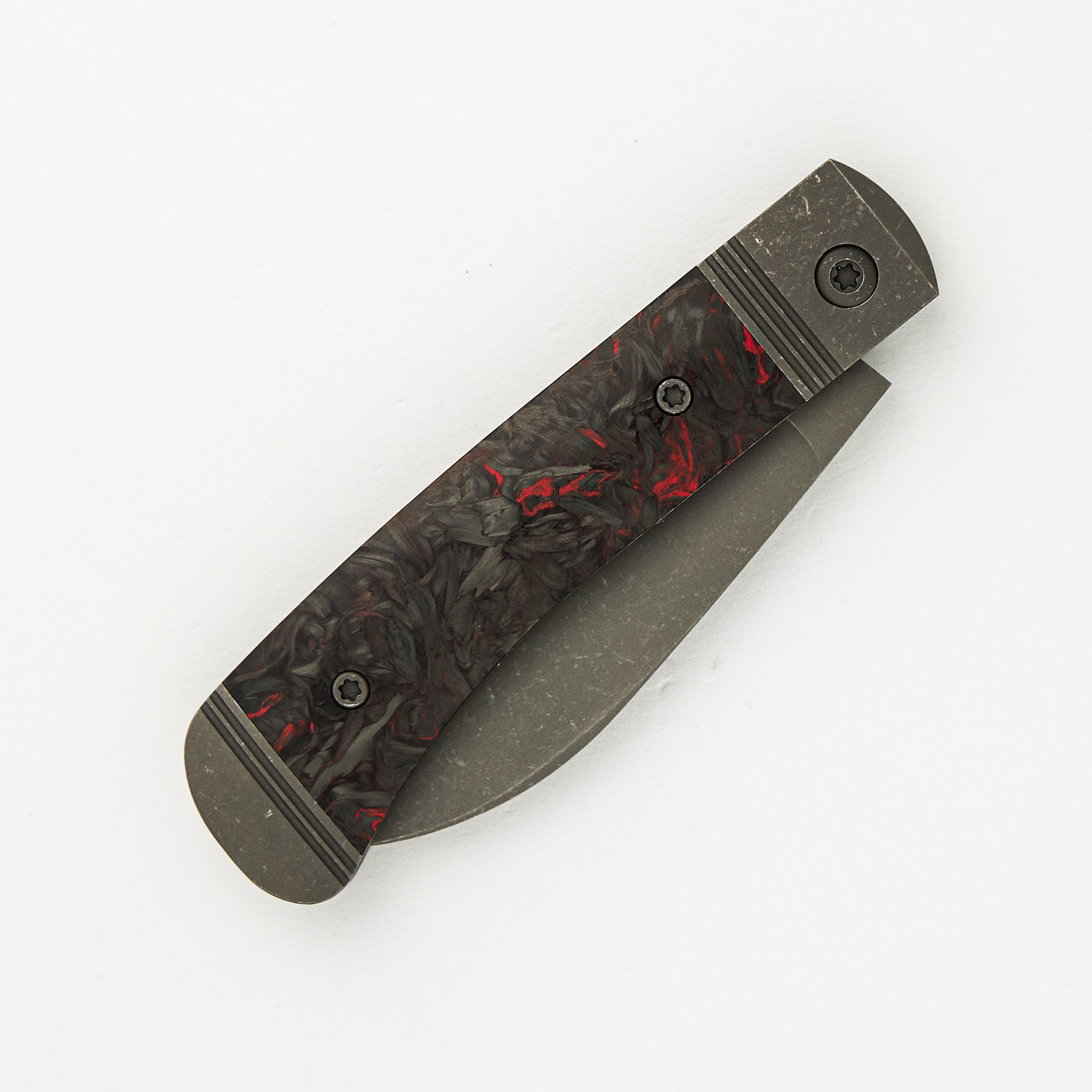 Jack Wolf Knives Venom Jack - Fat Carbon Dark Matter Red Handle - S90V Blade