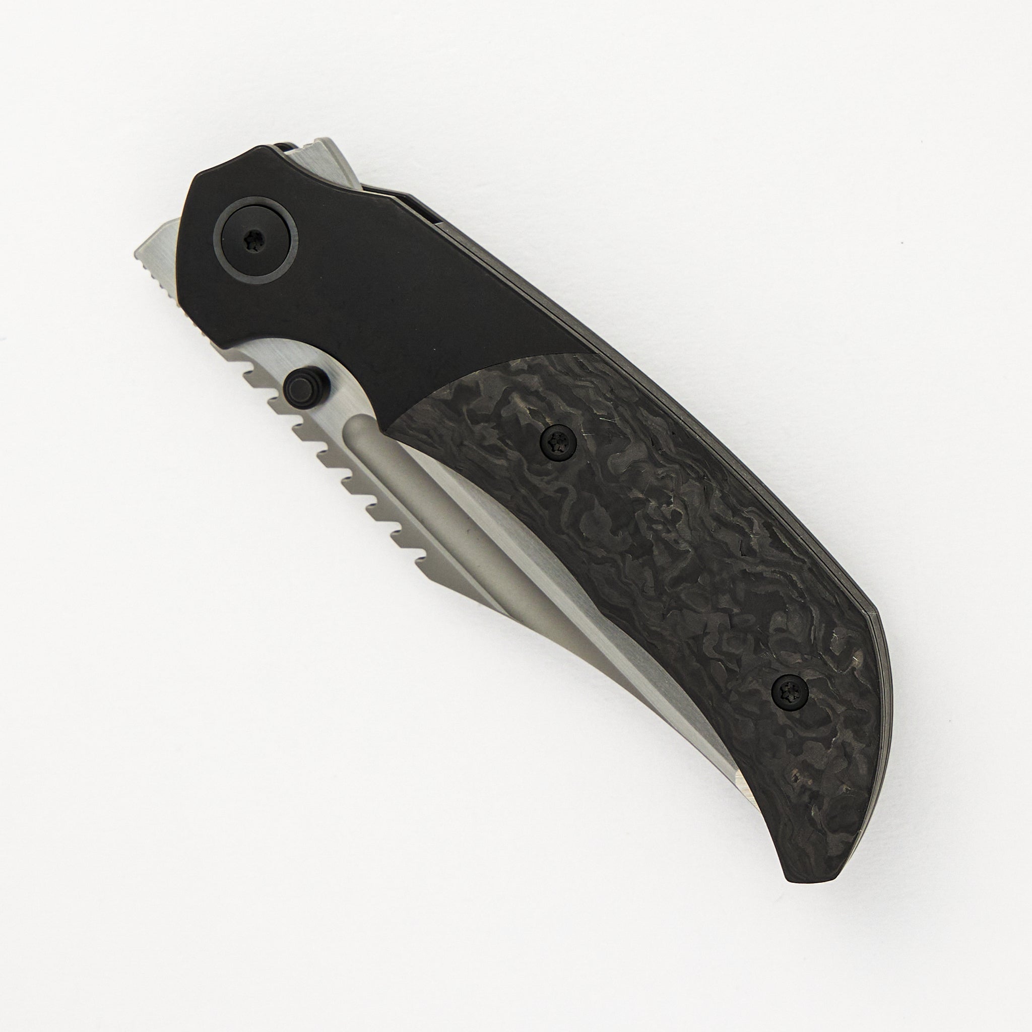 Merriken Knives Mini Ultimatum - Hand Rub MagnaCut Blade Grind No. 2 - Black TechnoCarbo/Black PVD Titanium