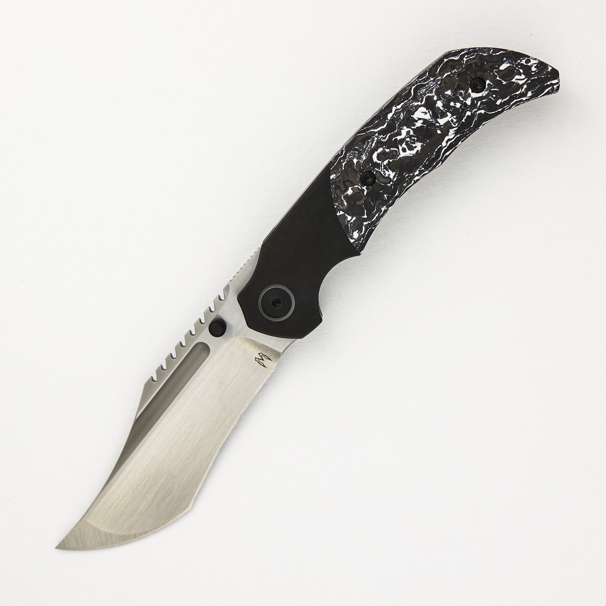 Merriken Knives Mini Ultimatum - Hand Rub MagnaCut Blade Grind No. 2 - White TechnoCarbo/Black PVD Titanium