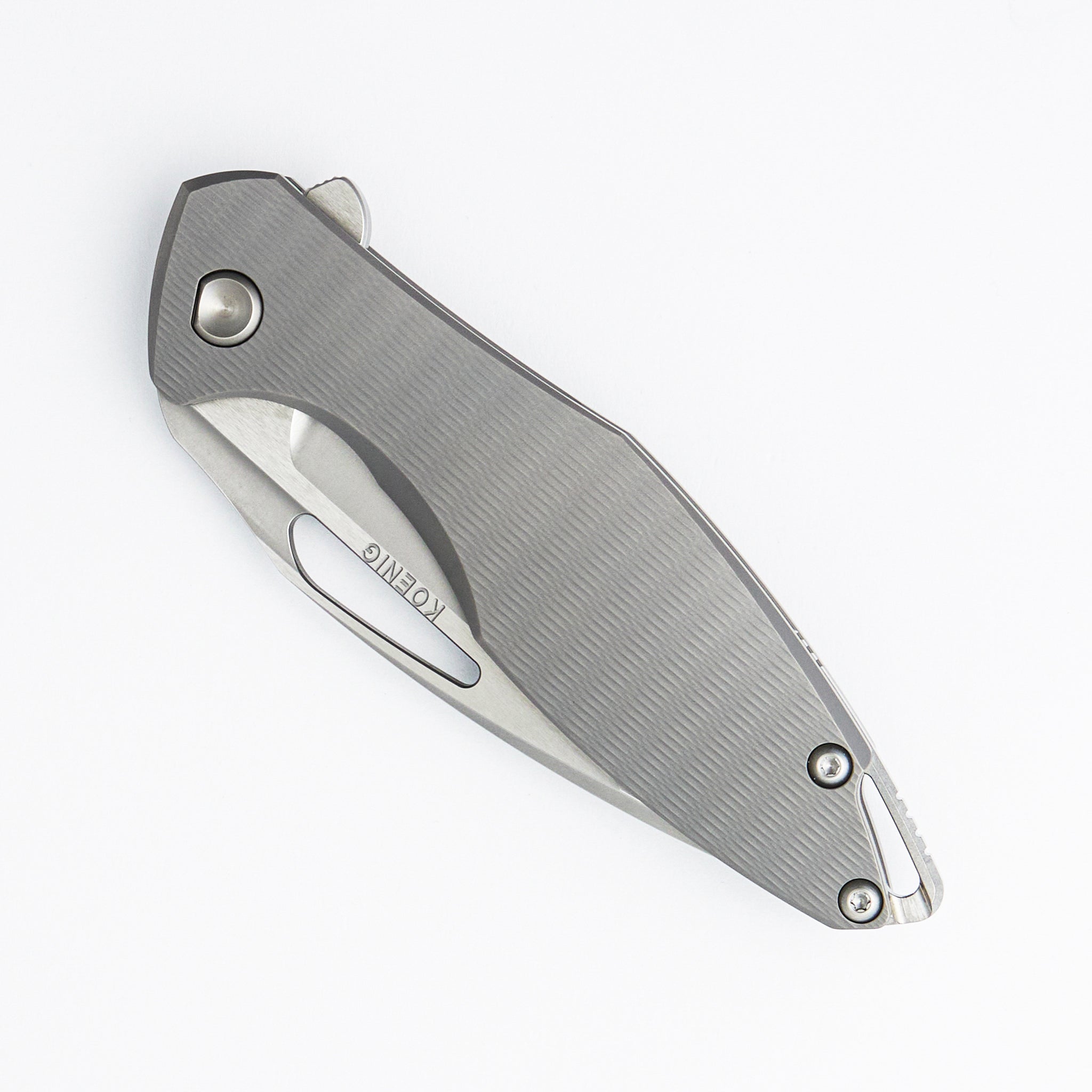 Arius - Plexa Titanium Handle - Silver Hardware - Burnished w/ Polished Flats M390 Blade
