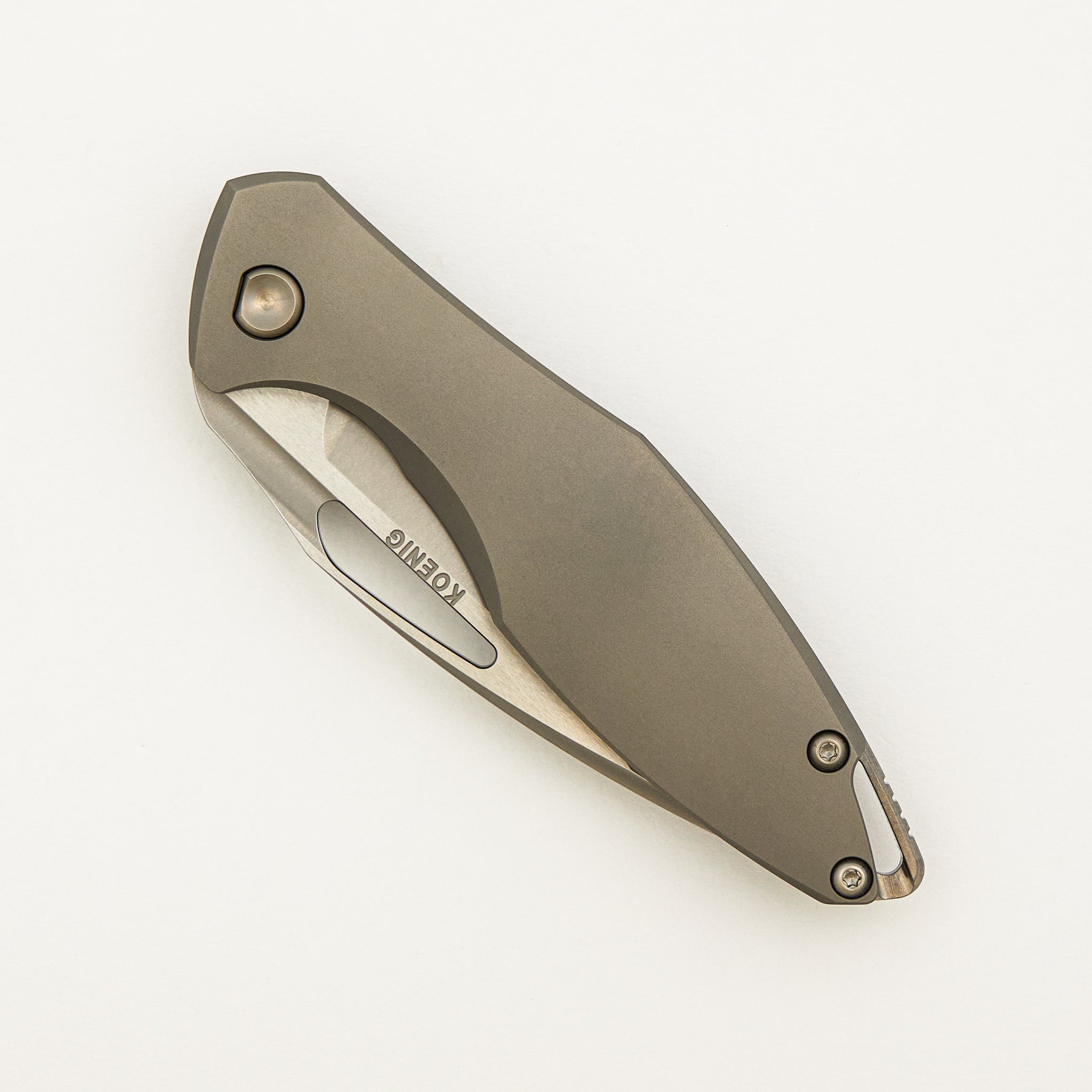 Arius - Non Flipper - Smooth Titanium Handle - Silver Hardware - Burnished W/ Polished Flats M390 Blade