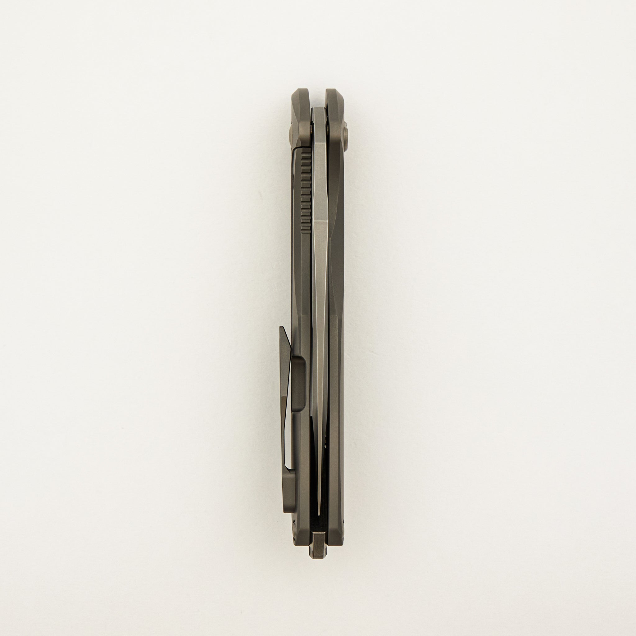 Arius - Non Flipper - Smooth Titanium Handle - Silver Hardware - Burnished W/ Polished Flats M390 Blade
