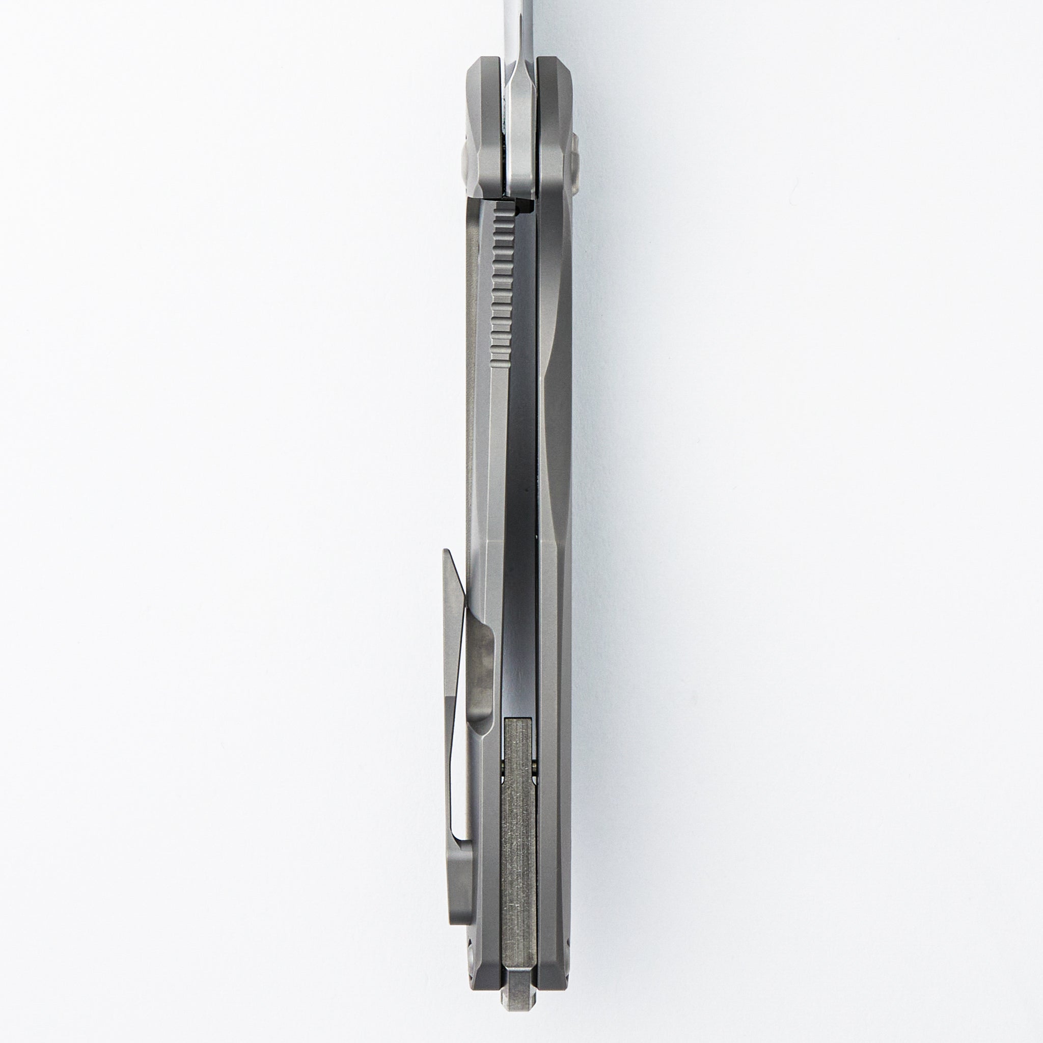 Arius - Non-Flipper - Smooth Titanium Handle - Silver Hardware - Burnished M390 Blade