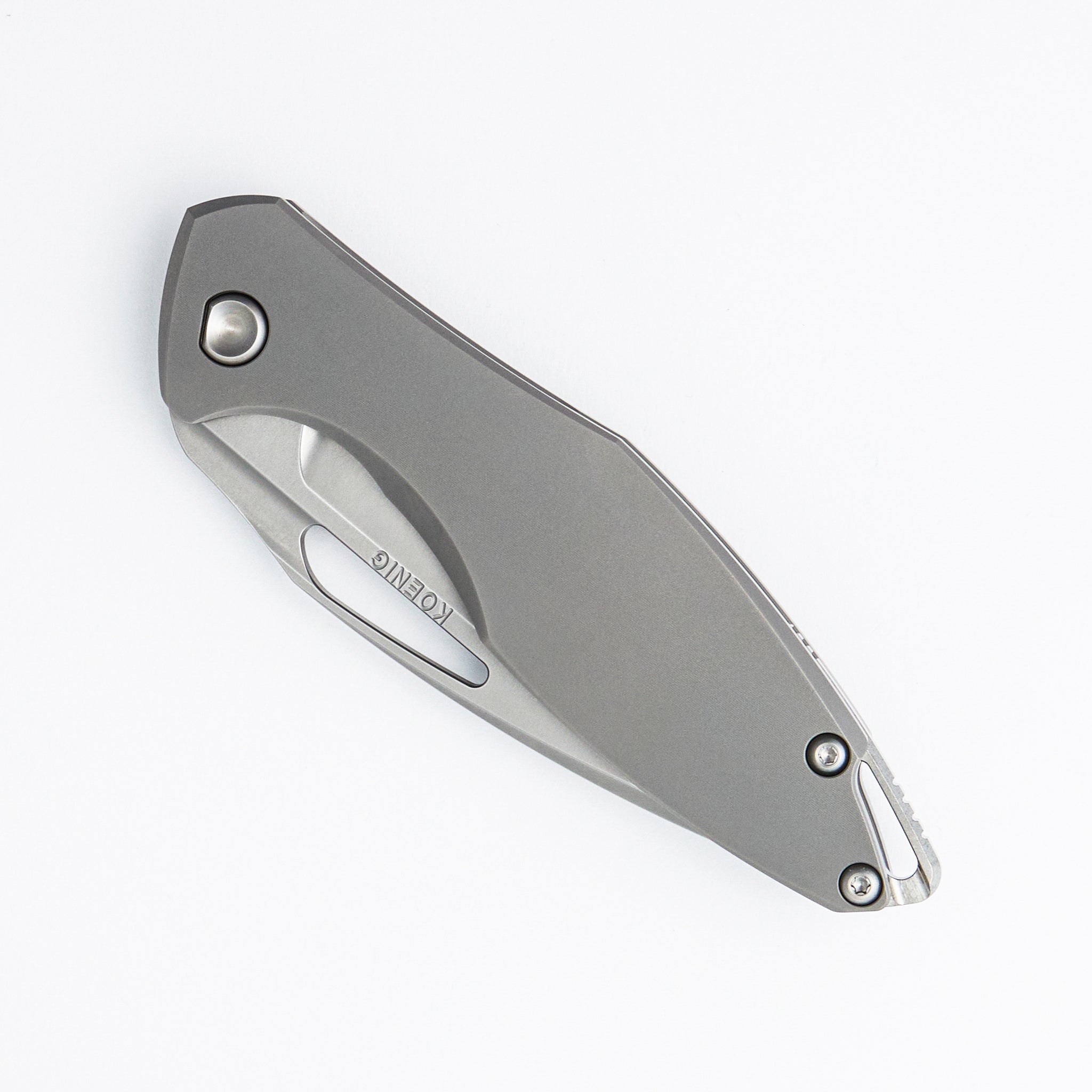 Arius - Non-Flipper - Smooth Titanium Handle - Silver Hardware - Burnished M390 Blade