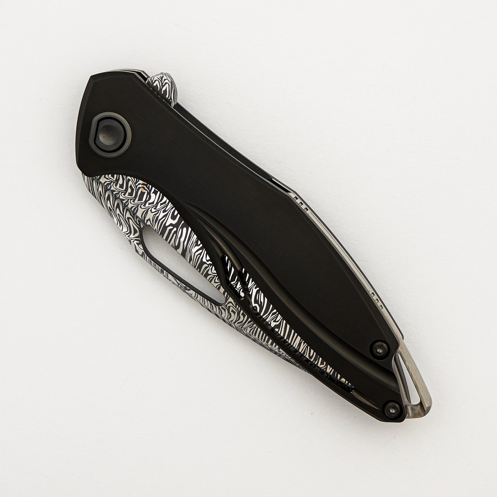 Custom Arius Style 55 - Mirror Damasteel Blade - DLC 55 Titanium Handle