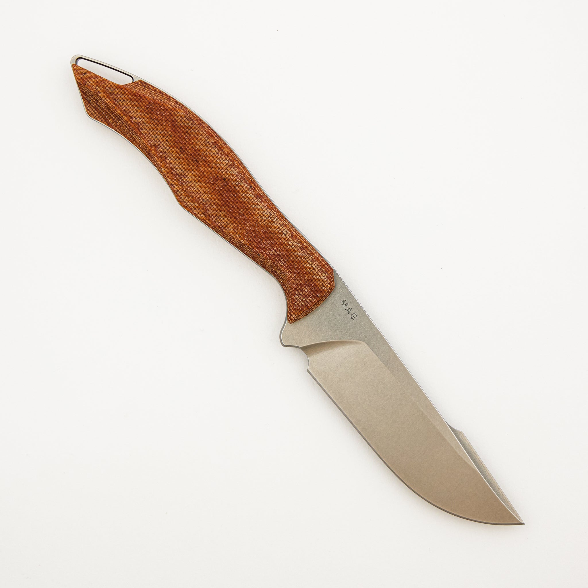 Helo - Tan Canvas Patterned Micarta Handle - Brightwashed MagnaCut Blade