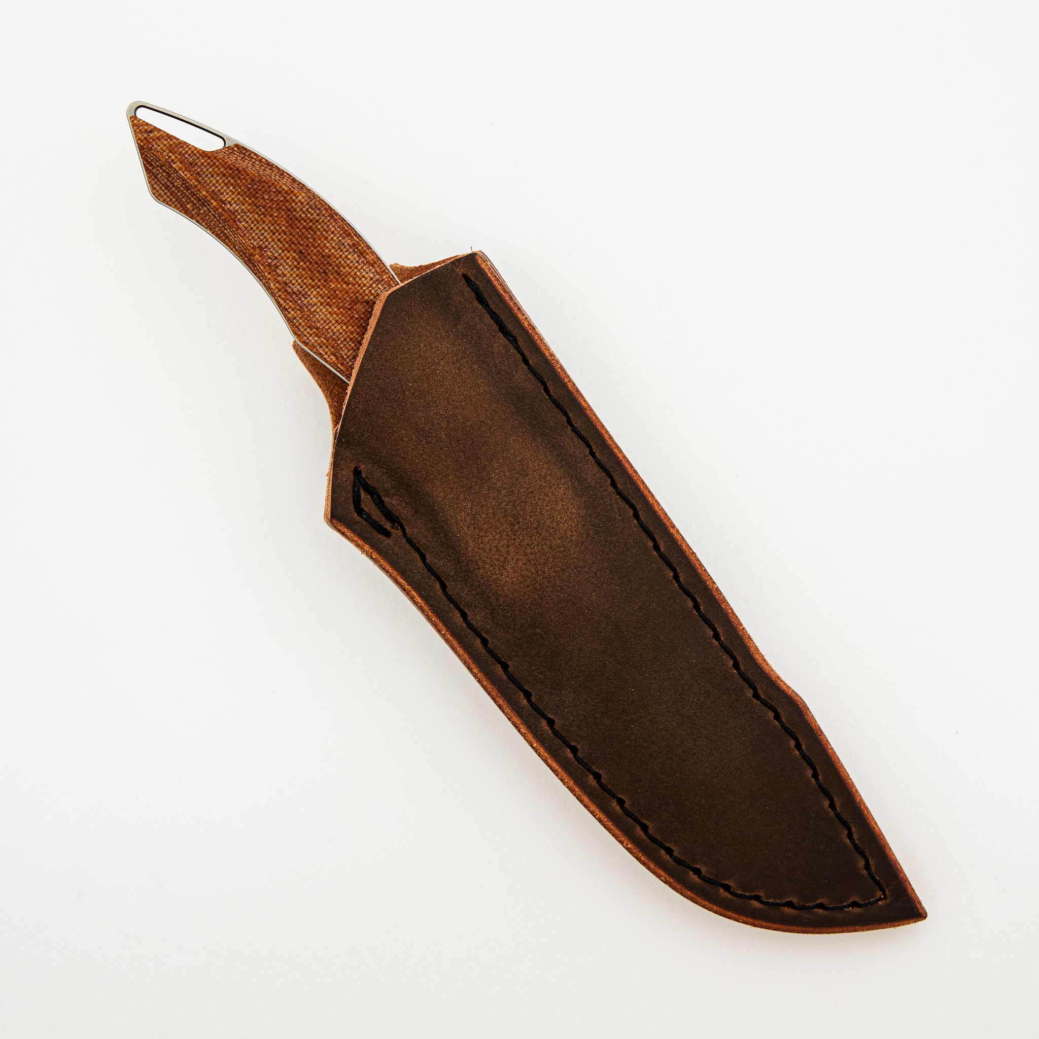 Helo - Tan Canvas Patterned Micarta Handle - Brightwashed MagnaCut Blade