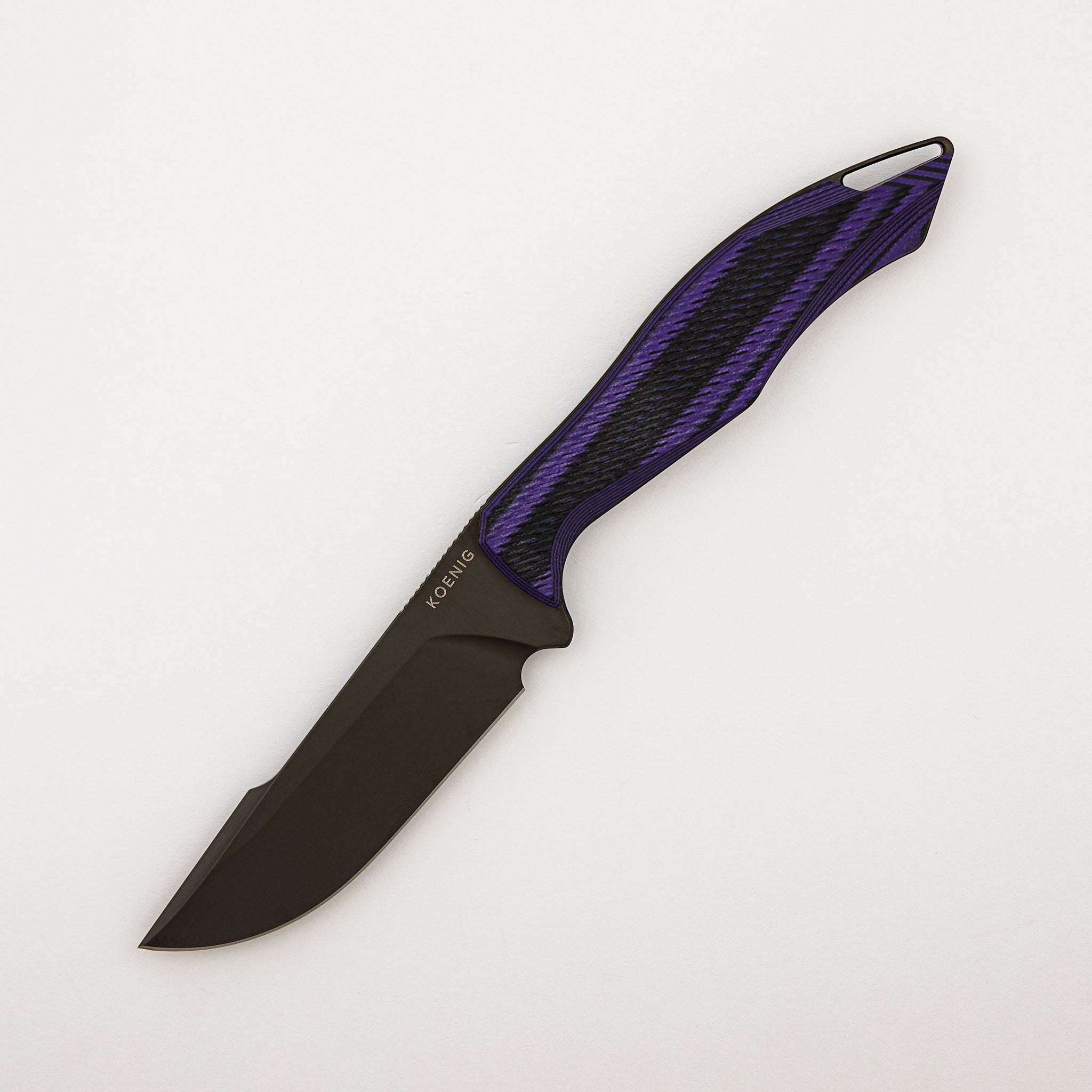 Helo - Black and Purple G10 Handle - Raw DLC MagnaCut Blade