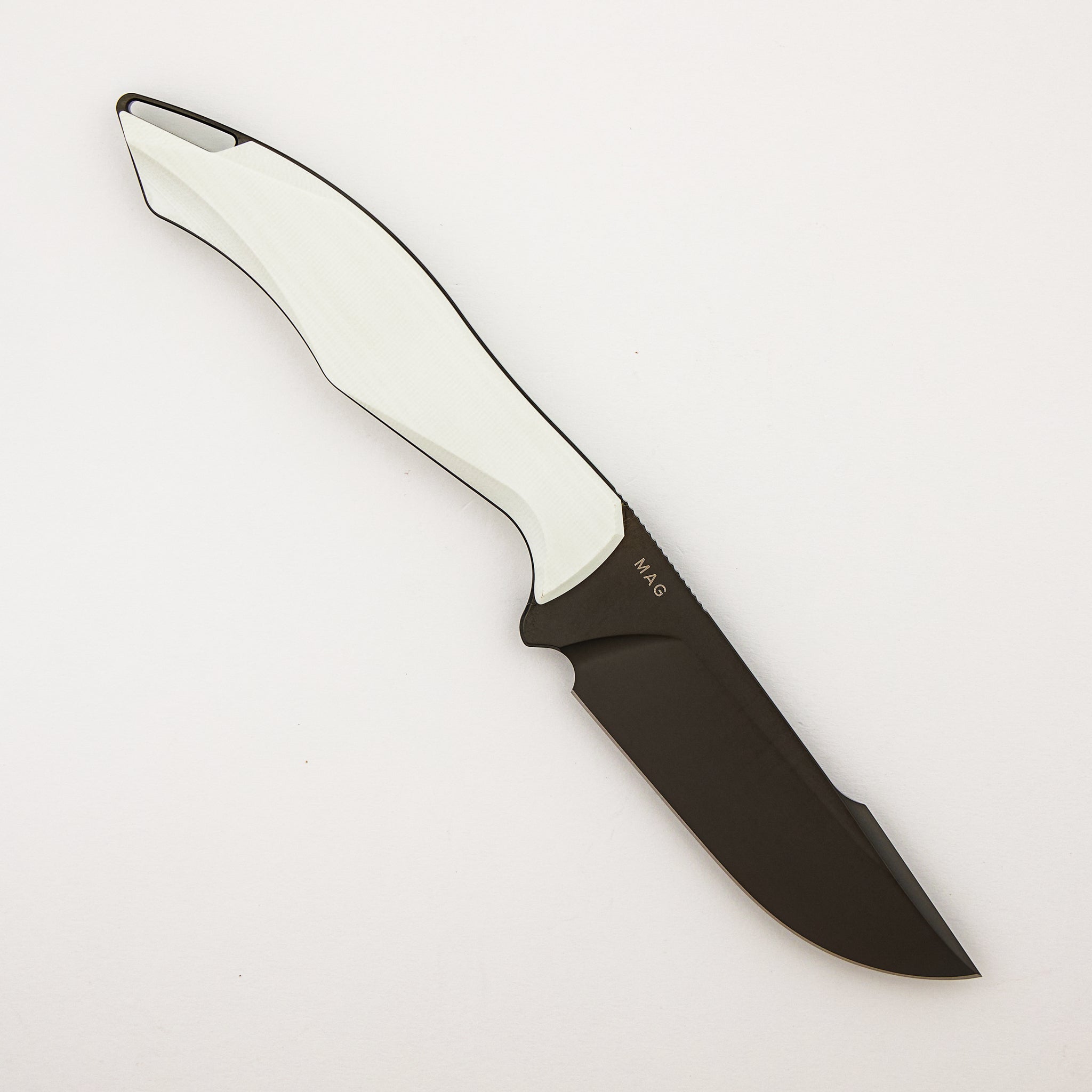 Helo - White G10 Handle - Raw DLC MagnaCut Blade
