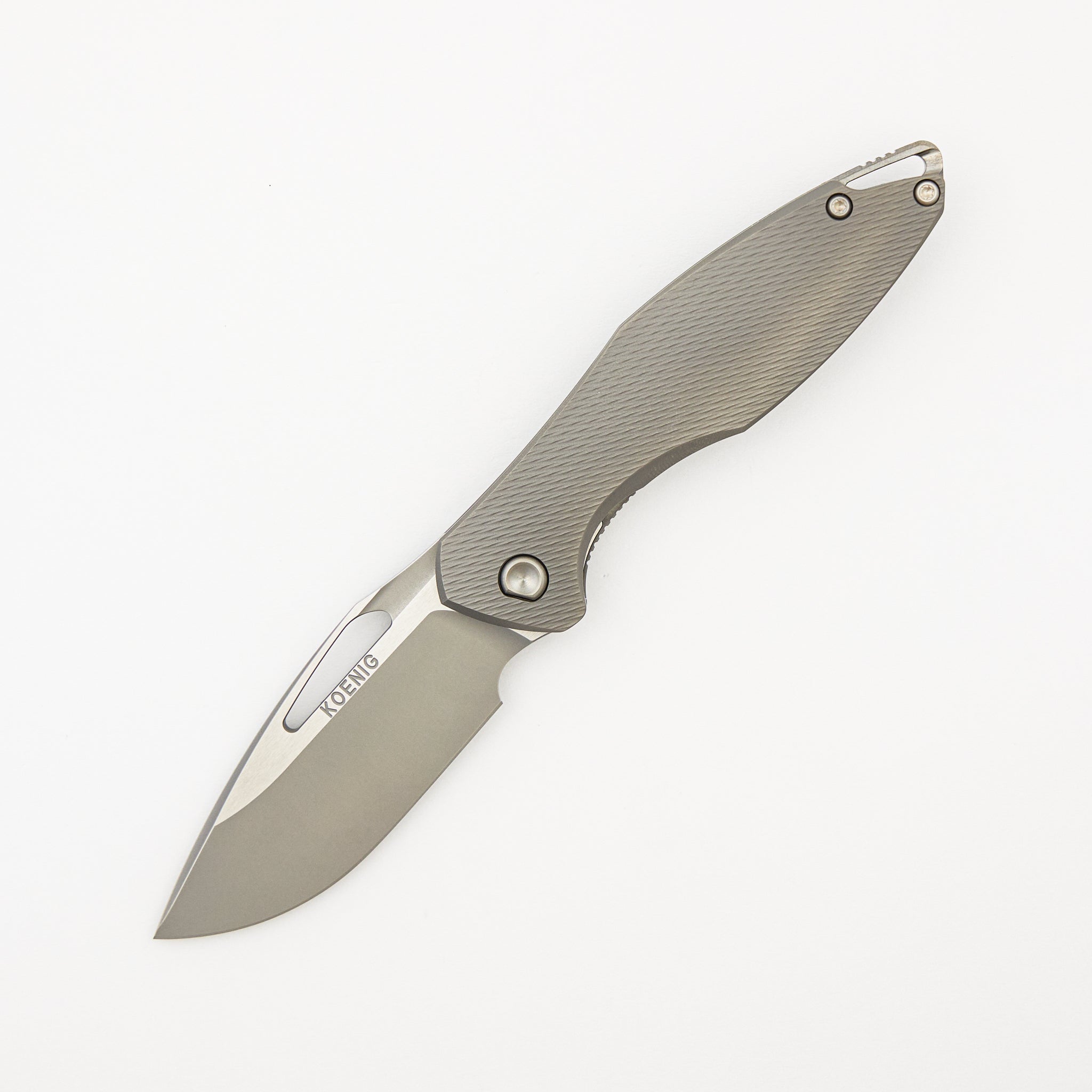 Mini Arius - Non Flipper - Corda Titanium Handle - Silver Hardware - Burnished W/ Polished Flats M390 Blade